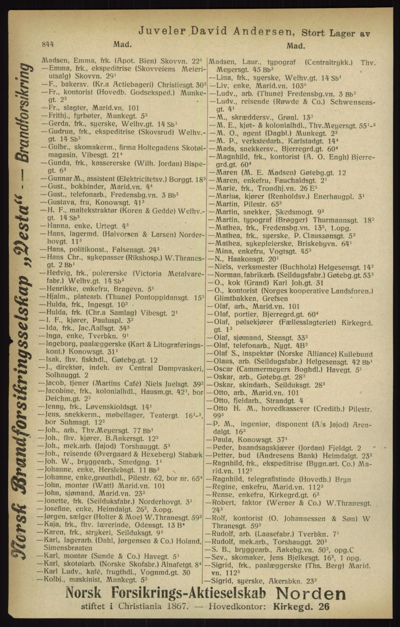 Kristiania/Oslo adressebok, PUBL/-, 1916, p. 844
