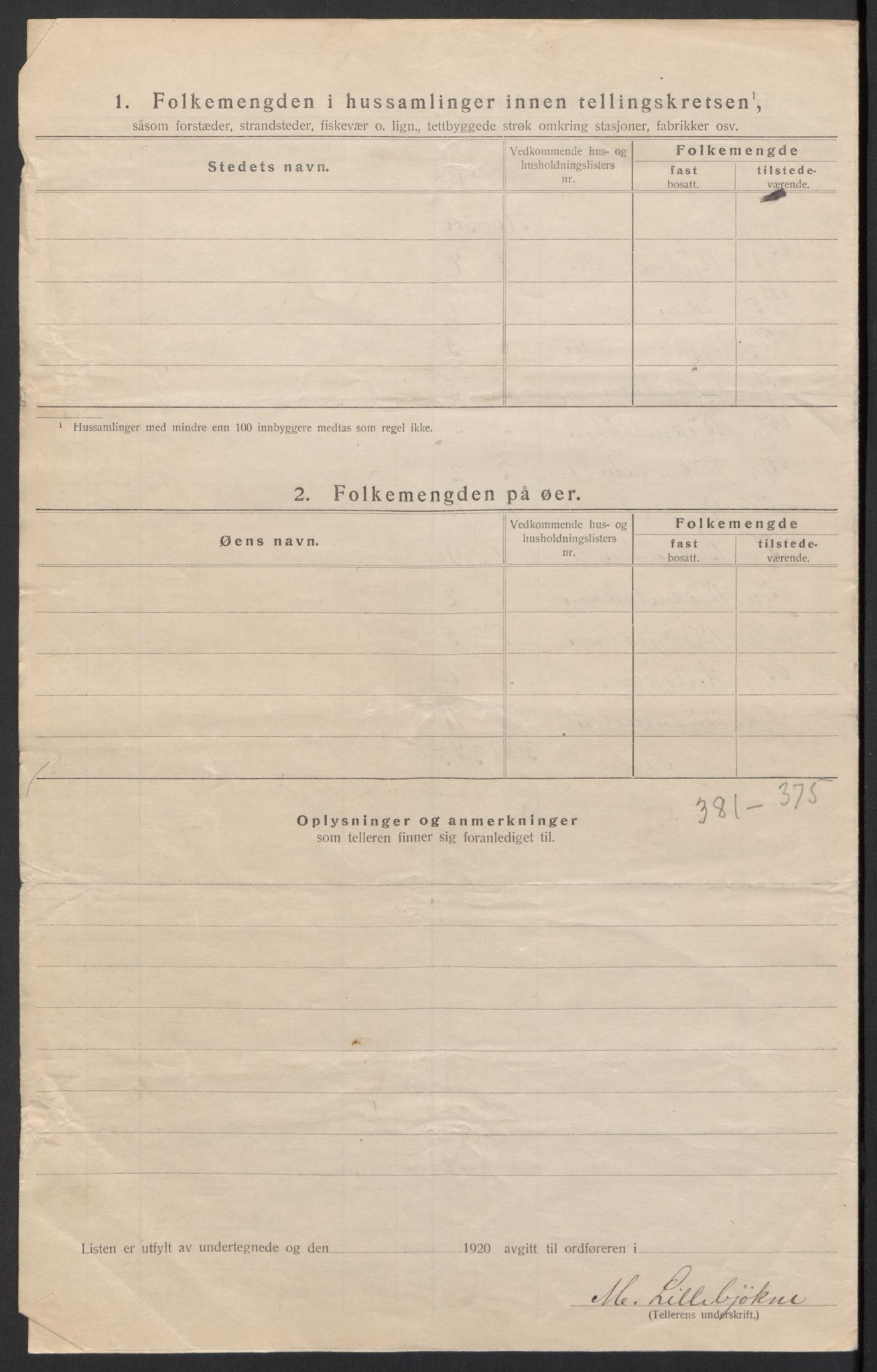 SAH, 1920 census for Lesja, 1920, p. 21