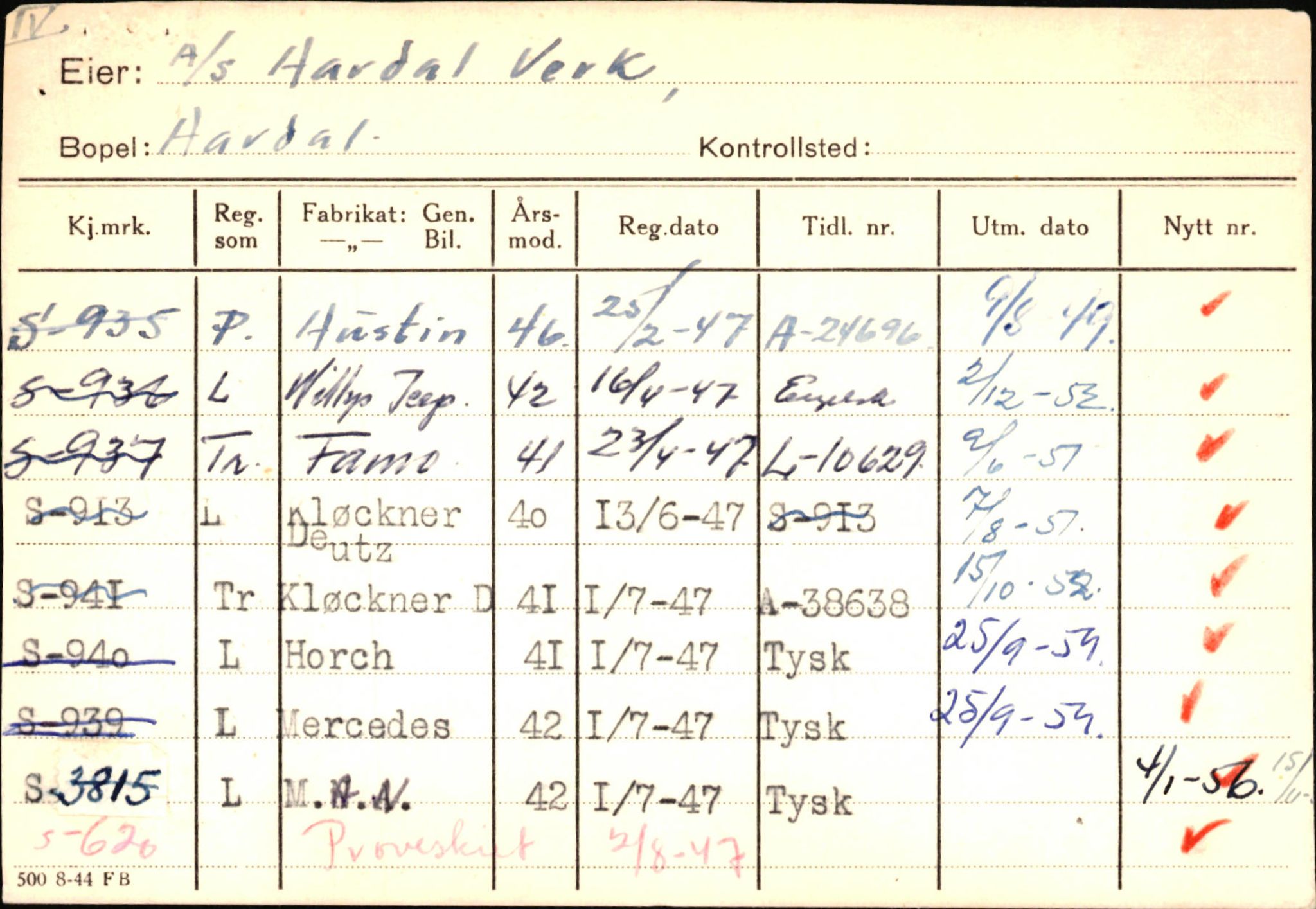 Statens vegvesen, Sogn og Fjordane vegkontor, AV/SAB-A-5301/4/F/L0146: Registerkort Årdal R-Å samt diverse kort, 1945-1975, p. 1430