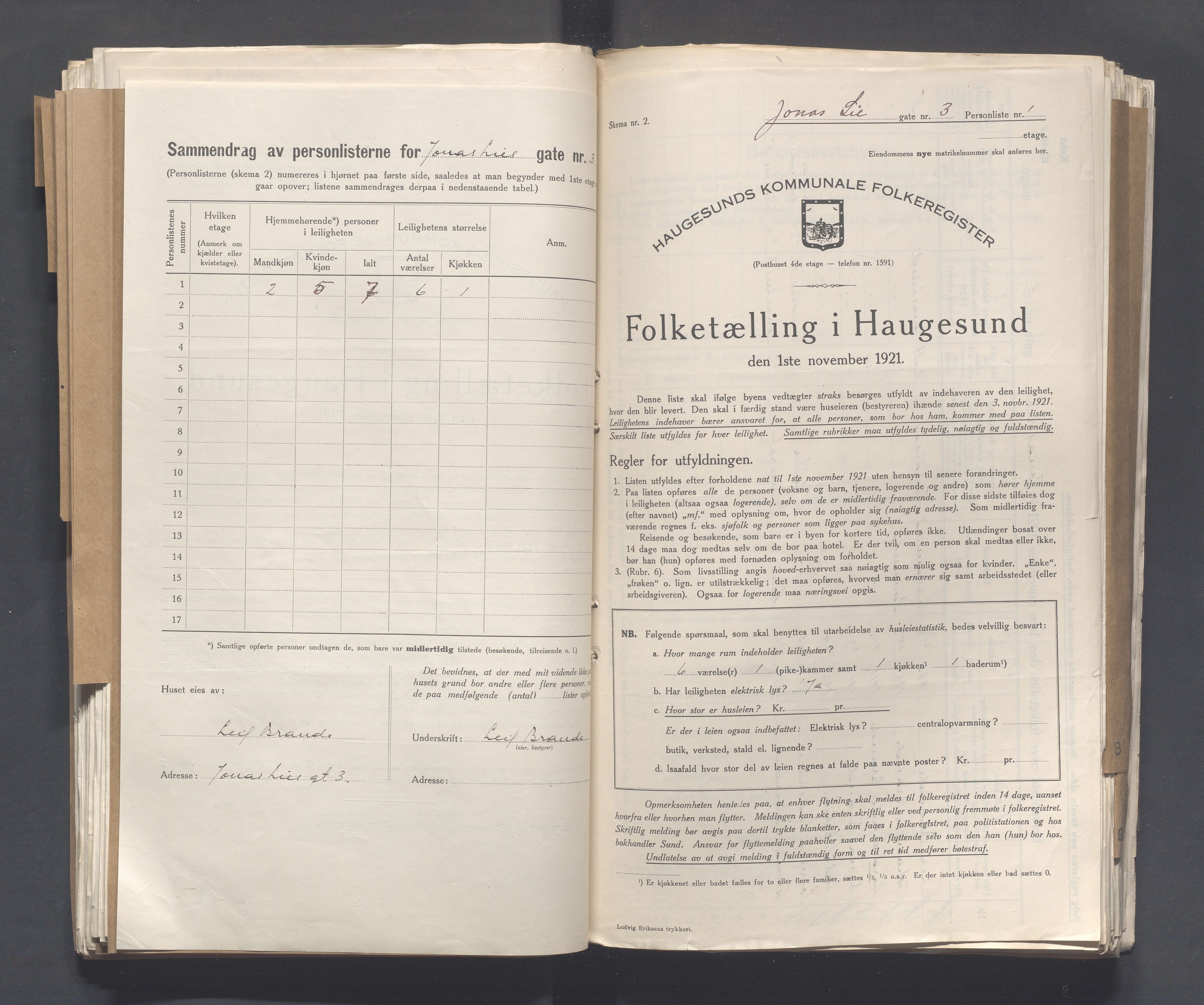 IKAR, Local census 1.11.1921 for Haugesund, 1921, p. 2362