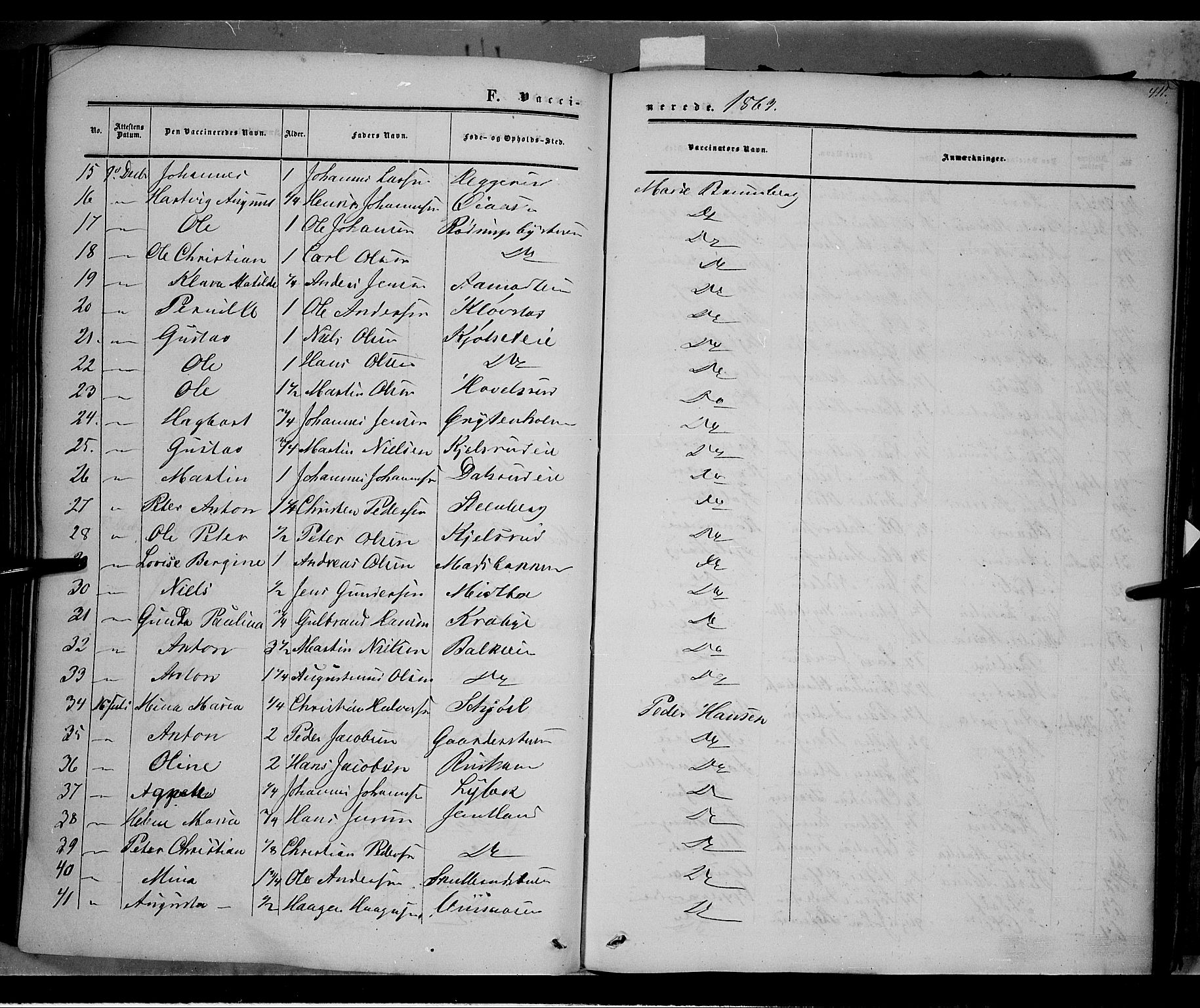 Østre Toten prestekontor, AV/SAH-PREST-104/H/Ha/Haa/L0004: Parish register (official) no. 4, 1857-1865, p. 411