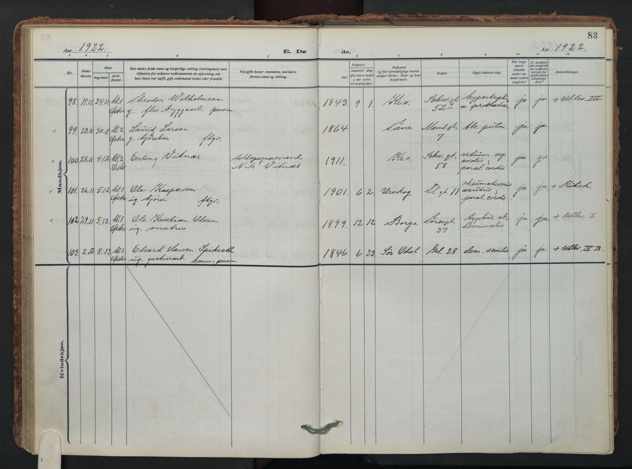Grønland prestekontor Kirkebøker, AV/SAO-A-10848/F/Fa/L0019: Parish register (official) no. 19, 1918-1938, p. 83
