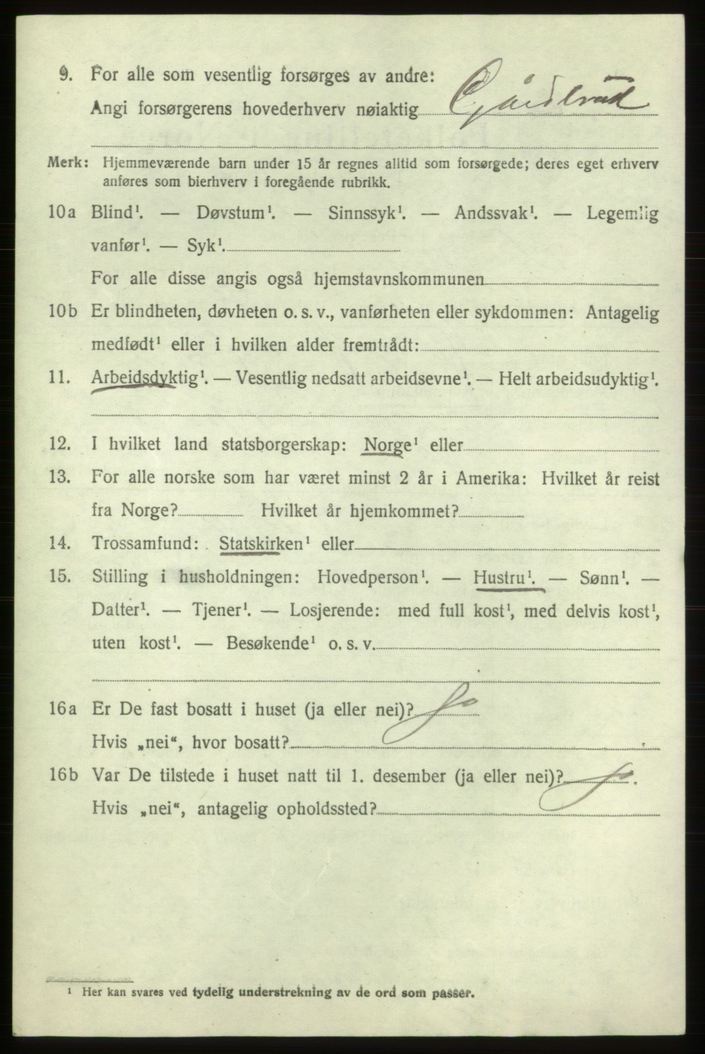 SAB, 1920 census for Tysnes, 1920, p. 4355