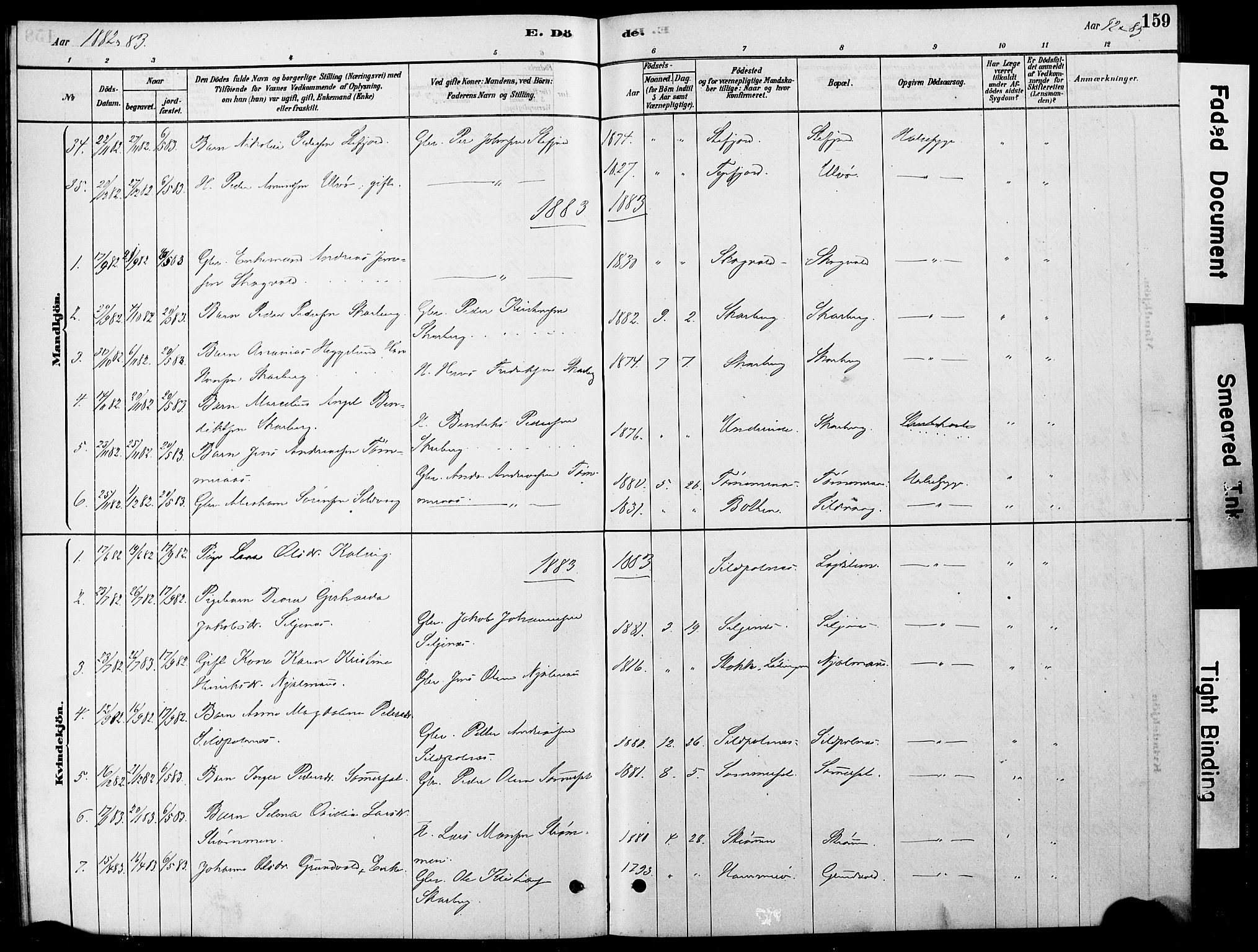 Ministerialprotokoller, klokkerbøker og fødselsregistre - Nordland, AV/SAT-A-1459/861/L0875: Parish register (copy) no. 861C01, 1879-1887, p. 159