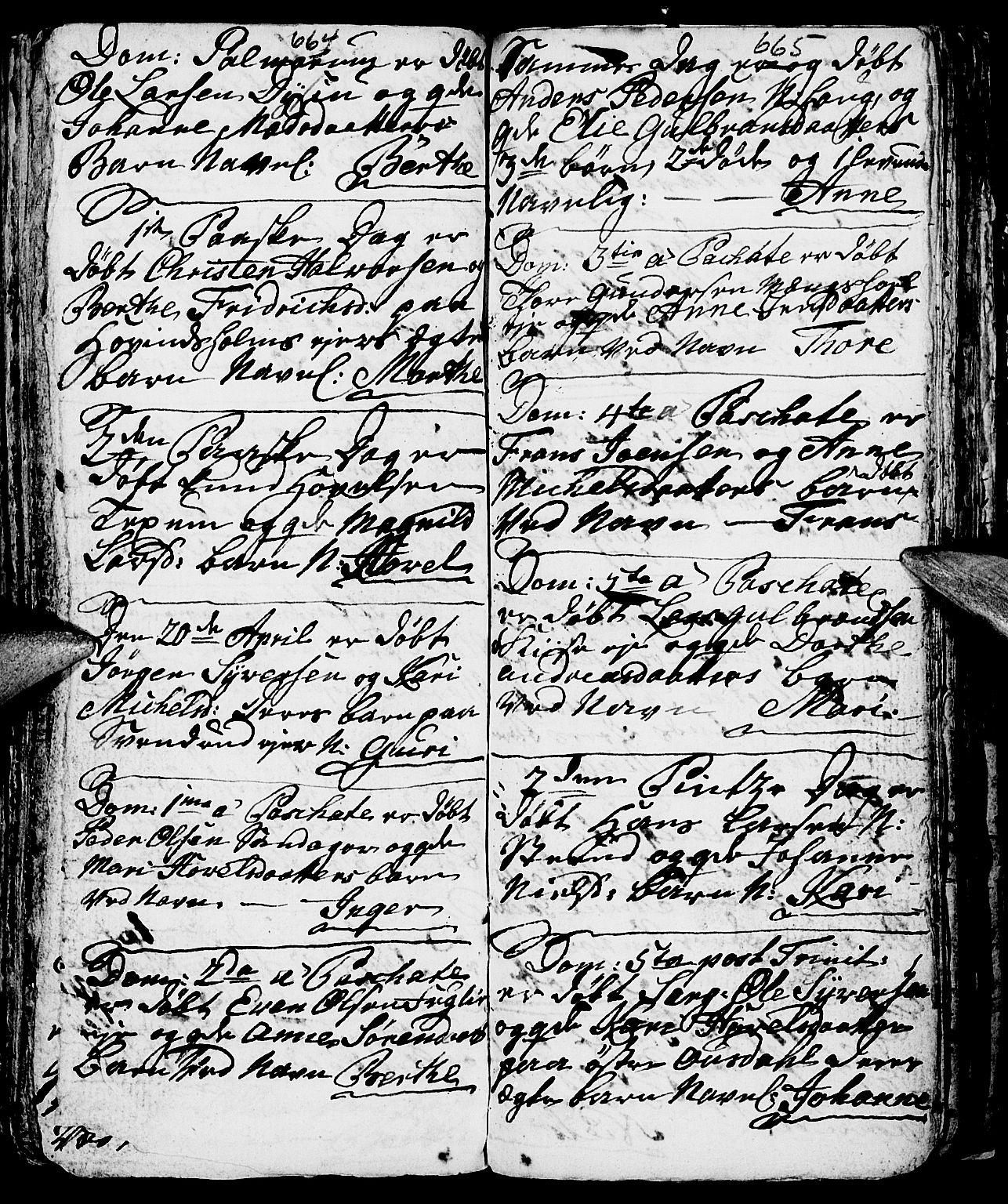 Nes prestekontor, Hedmark, AV/SAH-PREST-020/L/La/L0001: Parish register (copy) no. 1, 1663-1784, p. 664-665