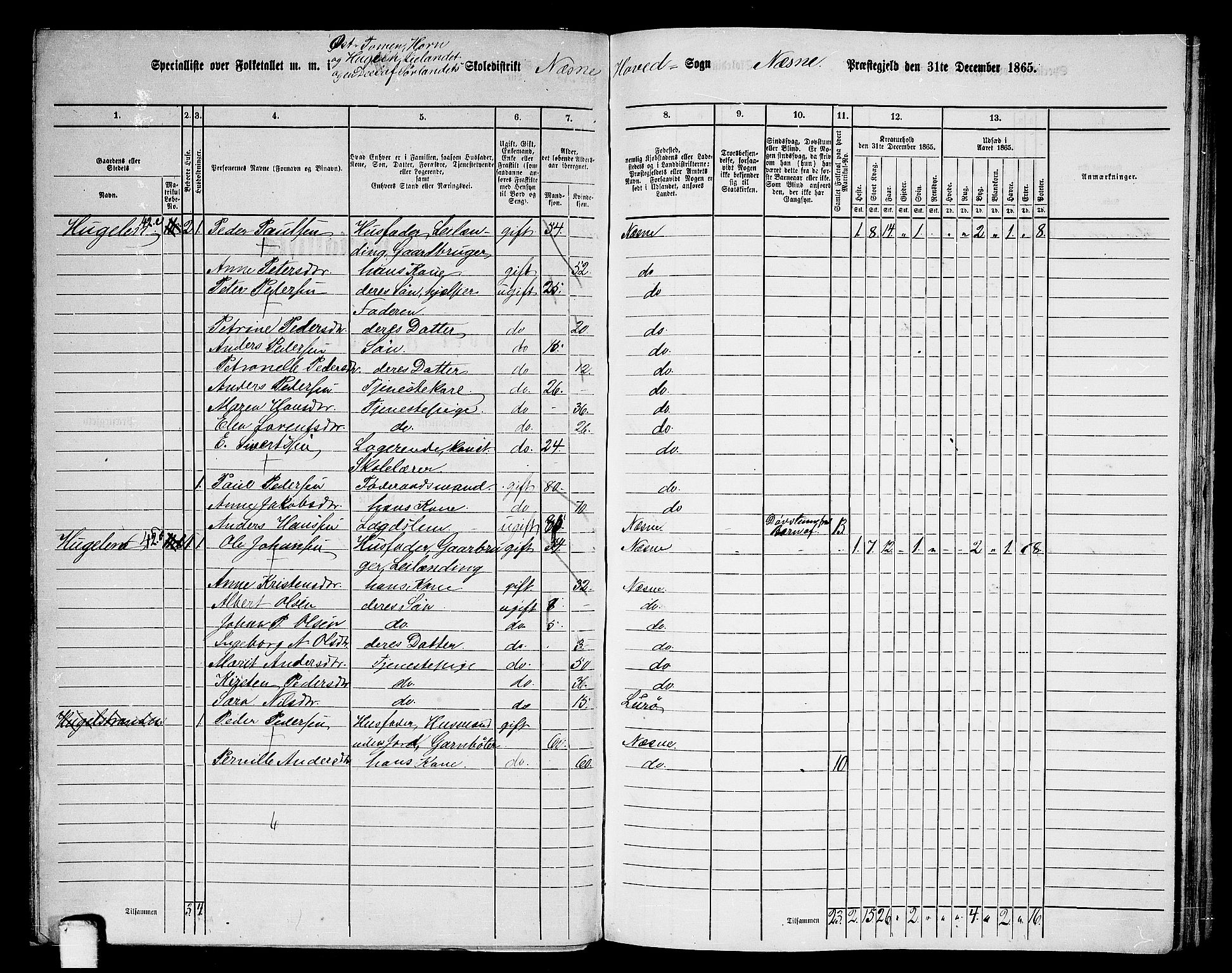 RA, 1865 census for Nesna, 1865, p. 72