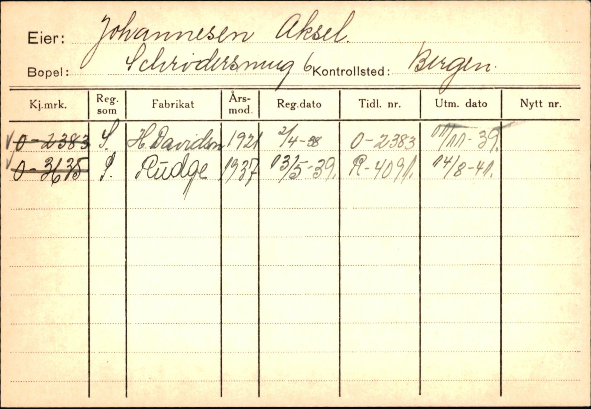 Statens vegvesen, Hordaland vegkontor, AV/SAB-A-5201/2/Hb/L0017: O-eierkort J, 1920-1971, p. 2