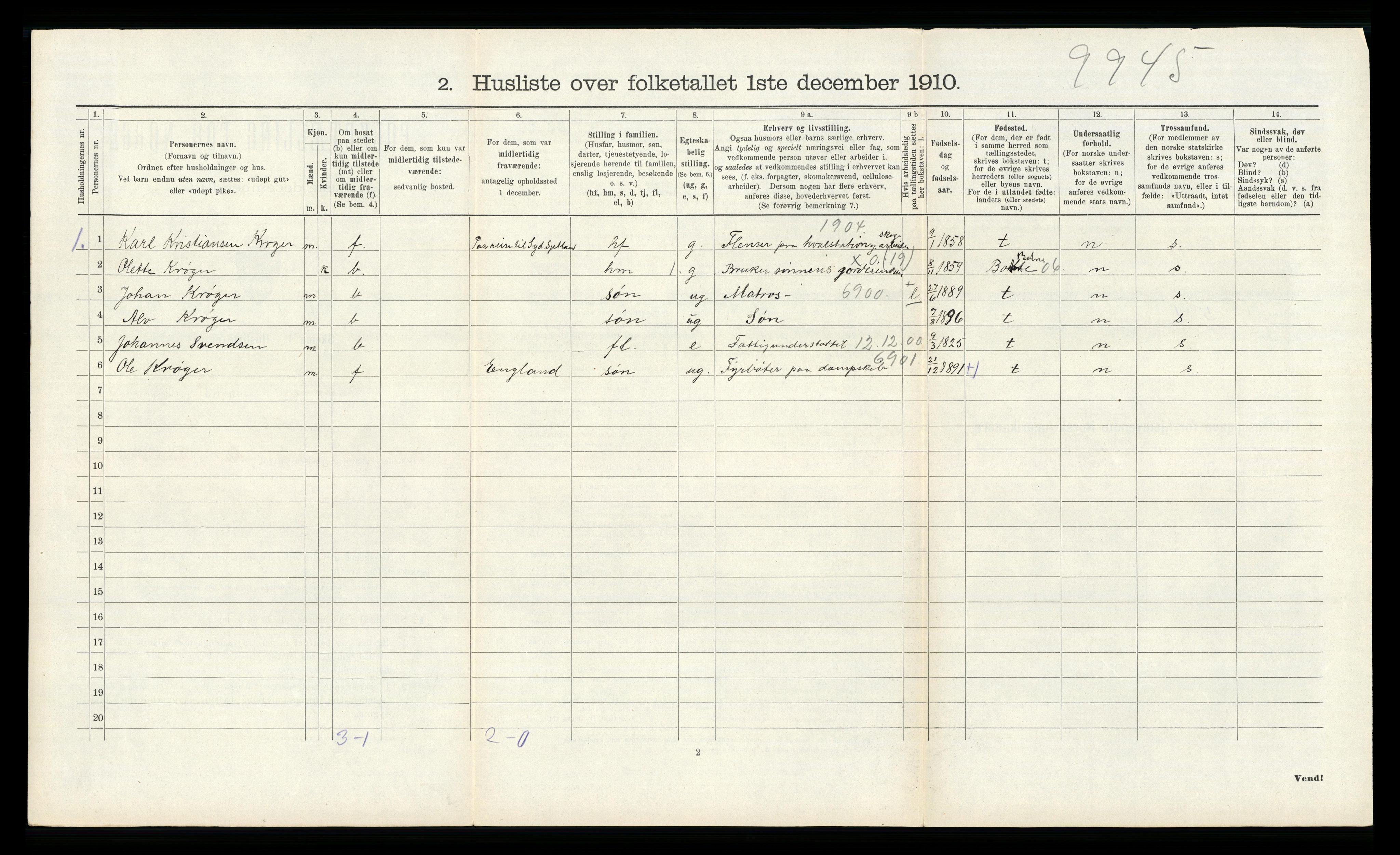 RA, 1910 census for Ramnes, 1910, p. 409