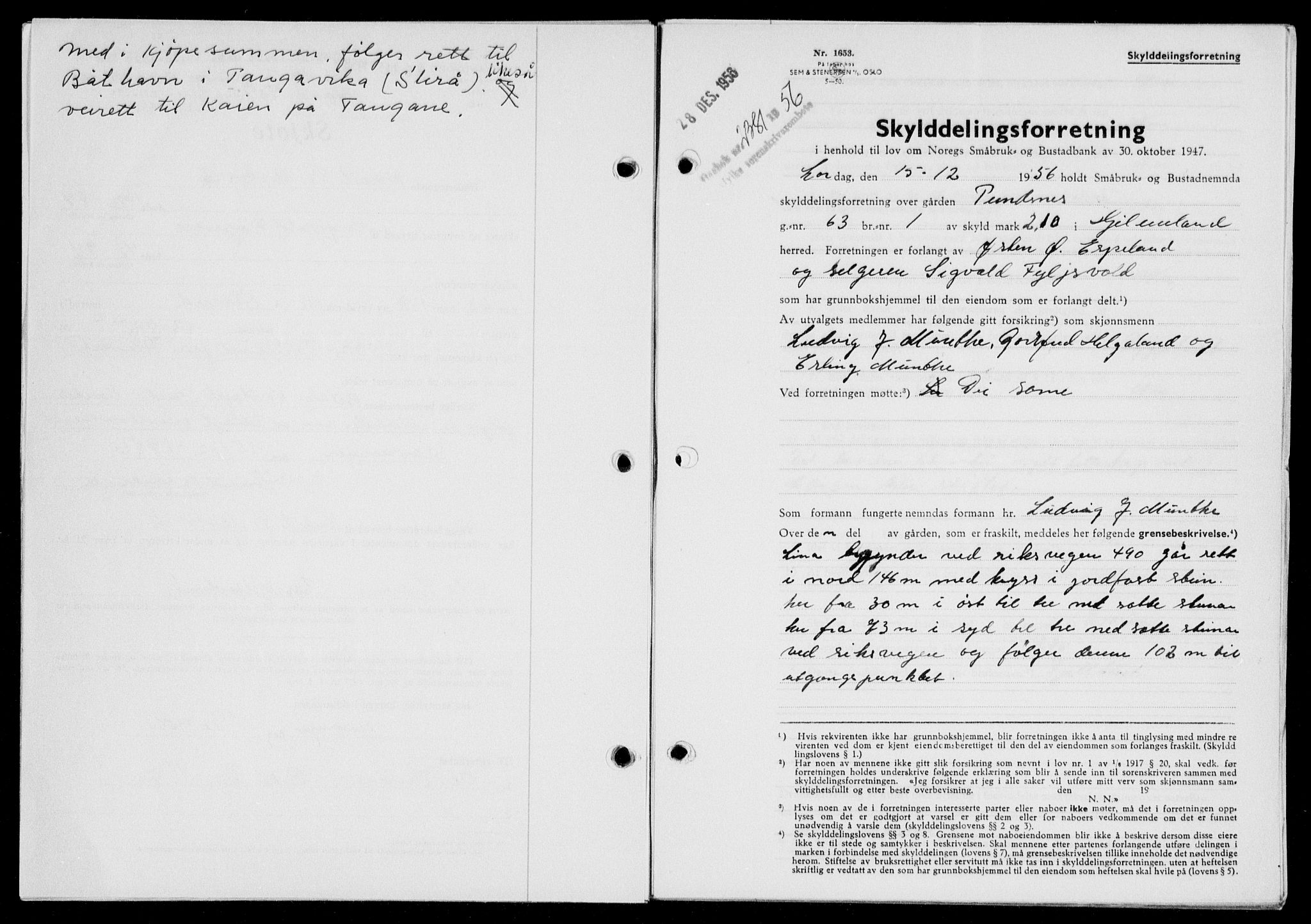 Ryfylke tingrett, AV/SAST-A-100055/001/II/IIB/L0135: Mortgage book no. 114, 1956-1957, Diary no: : 2381/1956