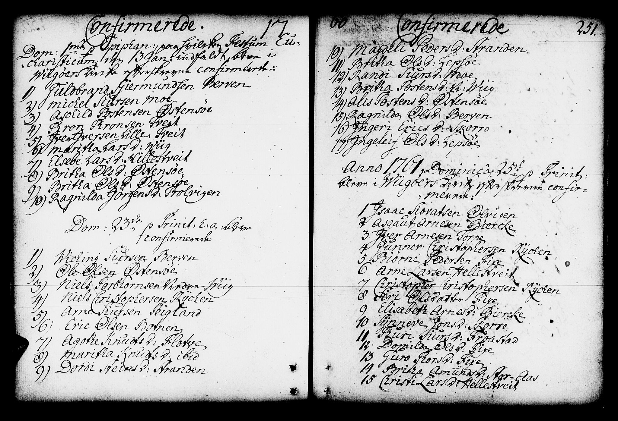 Kvam sokneprestembete, SAB/A-76201/H/Haa: Parish register (official) no. A 4, 1743-1795, p. 251