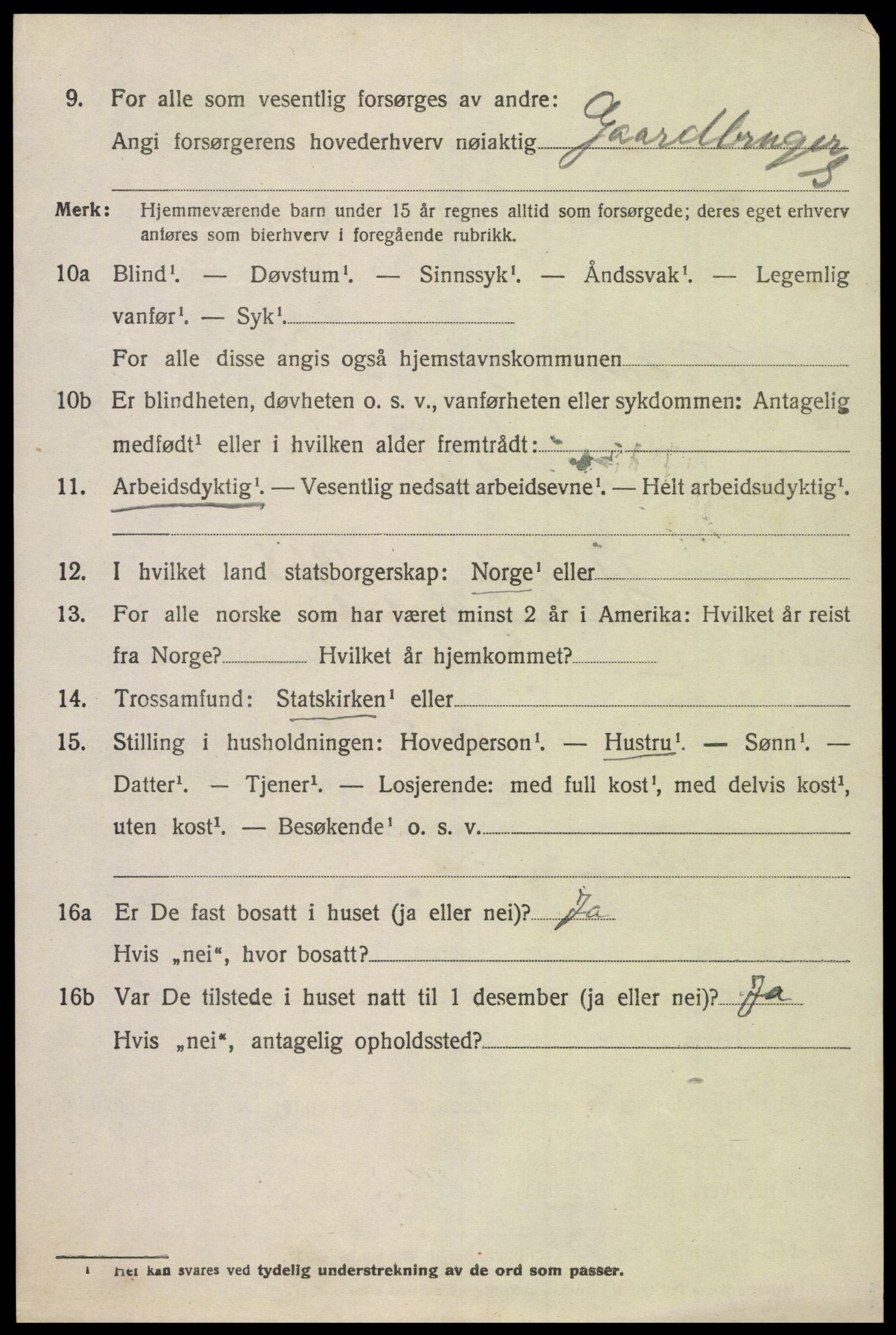 SAK, 1920 census for Oddernes, 1920, p. 4874