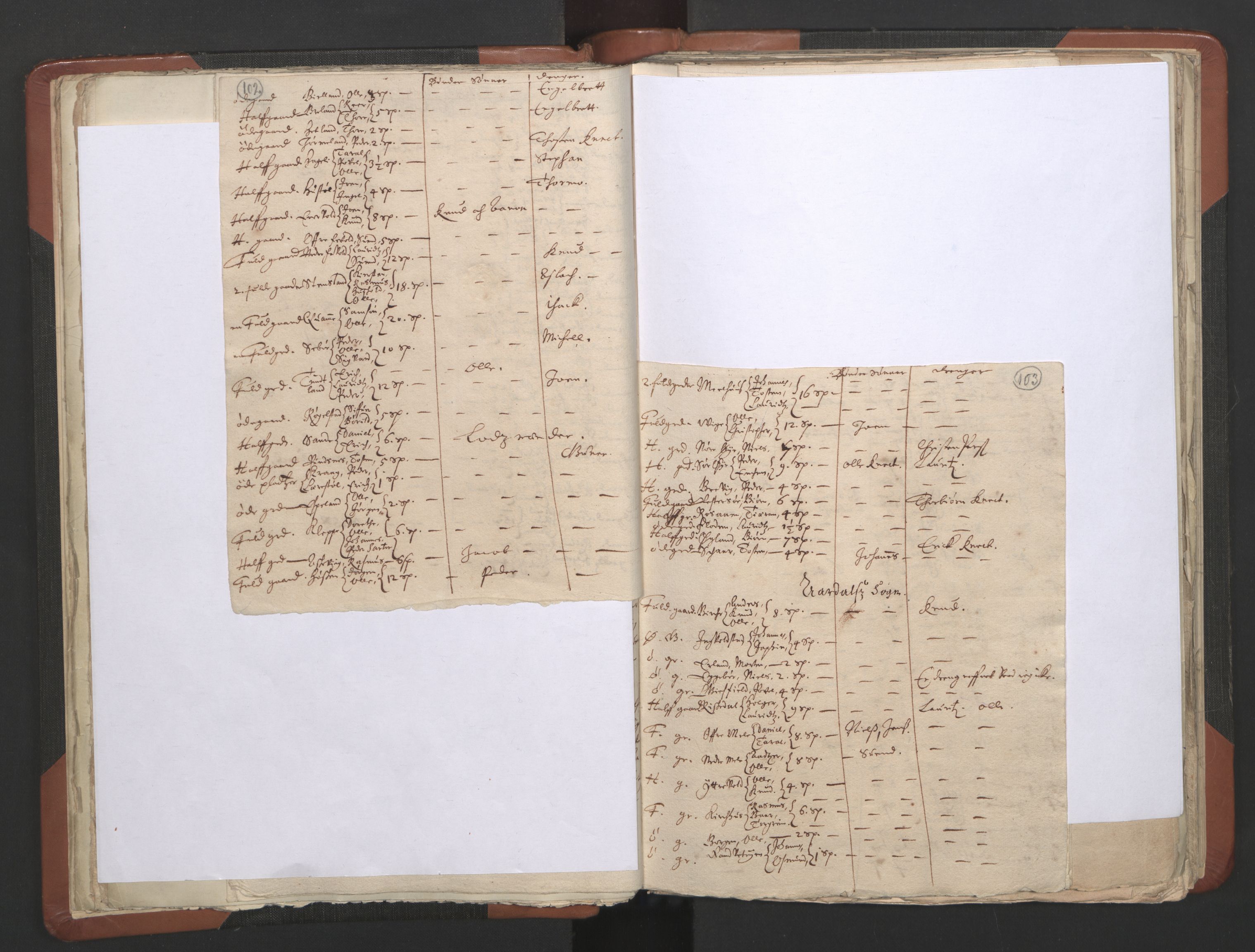 RA, Vicar's Census 1664-1666, no. 19: Ryfylke deanery, 1664-1666, p. 102-103
