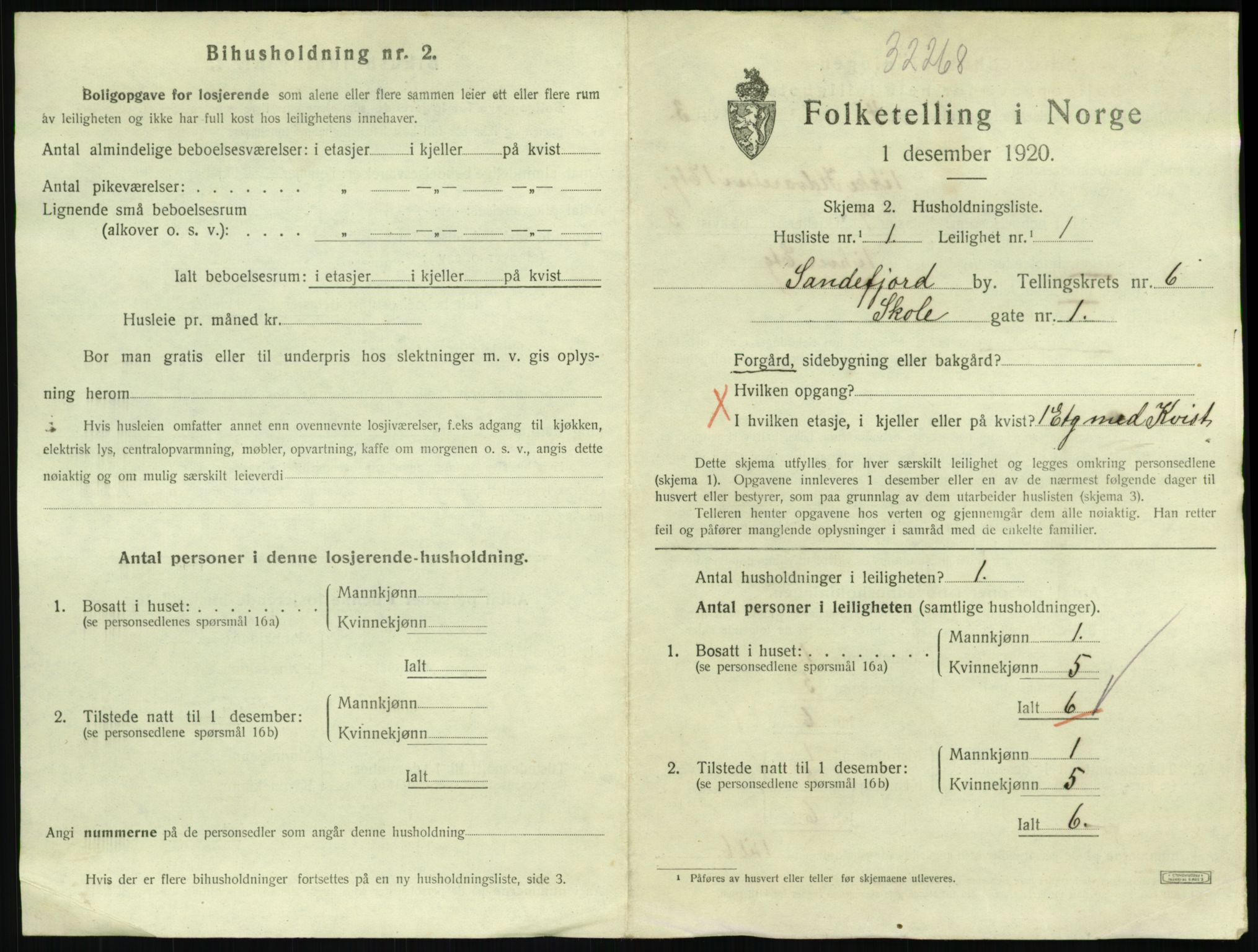 SAKO, 1920 census for Sandefjord, 1920, p. 2638