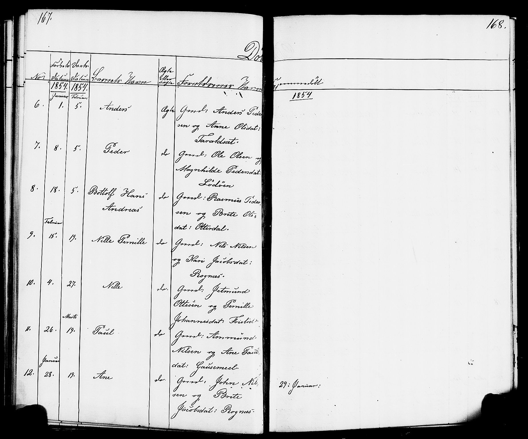 Hornindal sokneprestembete, AV/SAB-A-82401/H/Haa/Haaa/L0001: Parish register (official) no. A 1, 1837-1866, p. 168-169