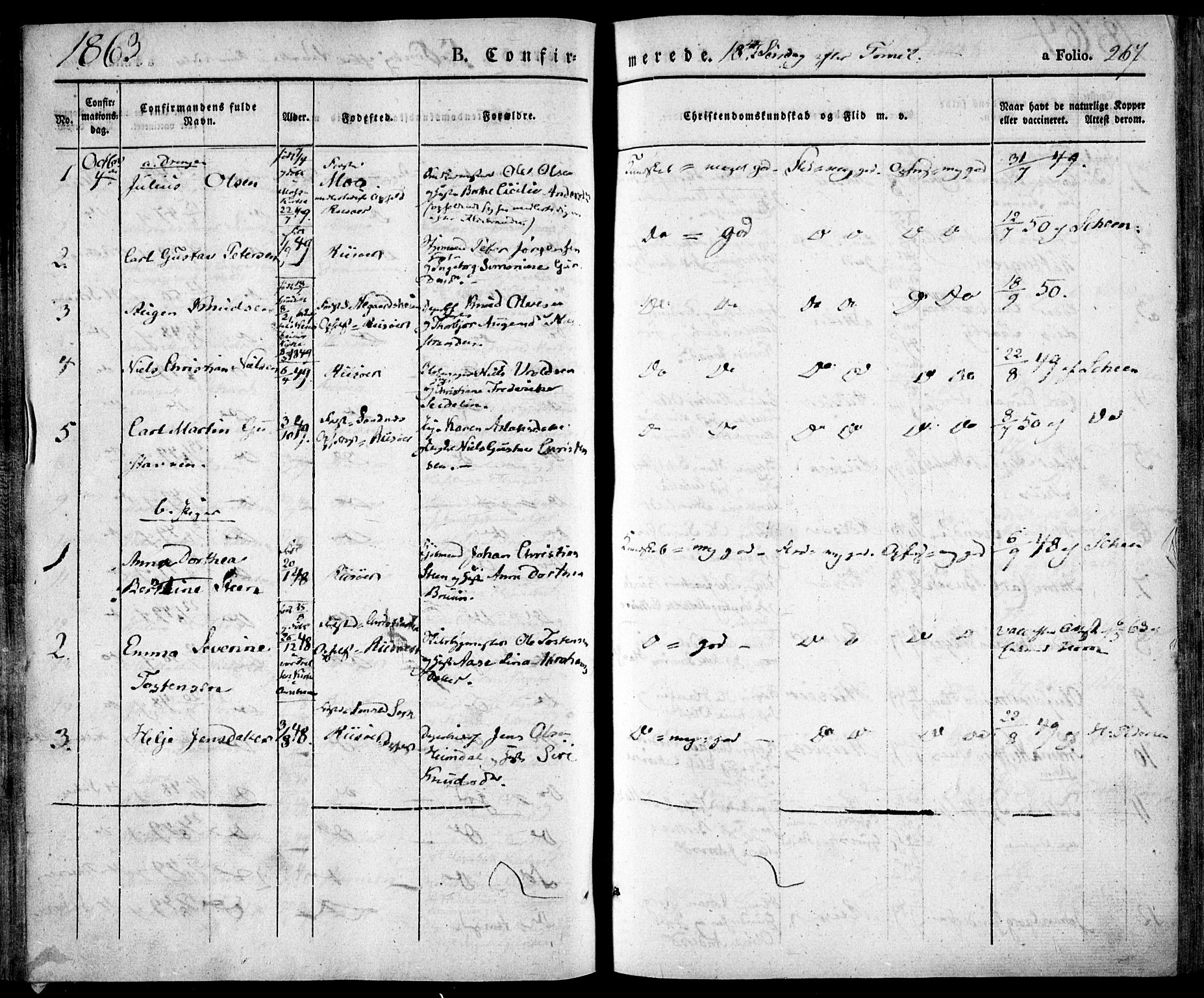 Risør sokneprestkontor, SAK/1111-0035/F/Fa/L0003: Parish register (official) no. A 3, 1838-1864, p. 267