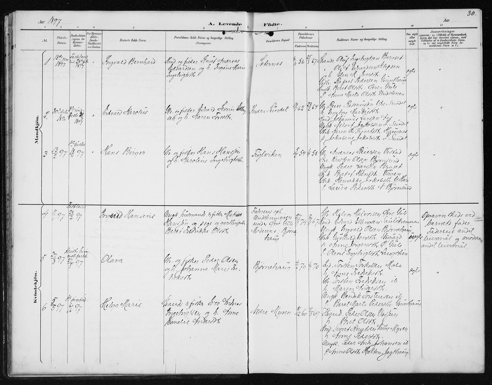 Ministerialprotokoller, klokkerbøker og fødselsregistre - Møre og Romsdal, AV/SAT-A-1454/566/L0773: Parish register (copy) no. 566C02, 1892-1909, p. 30