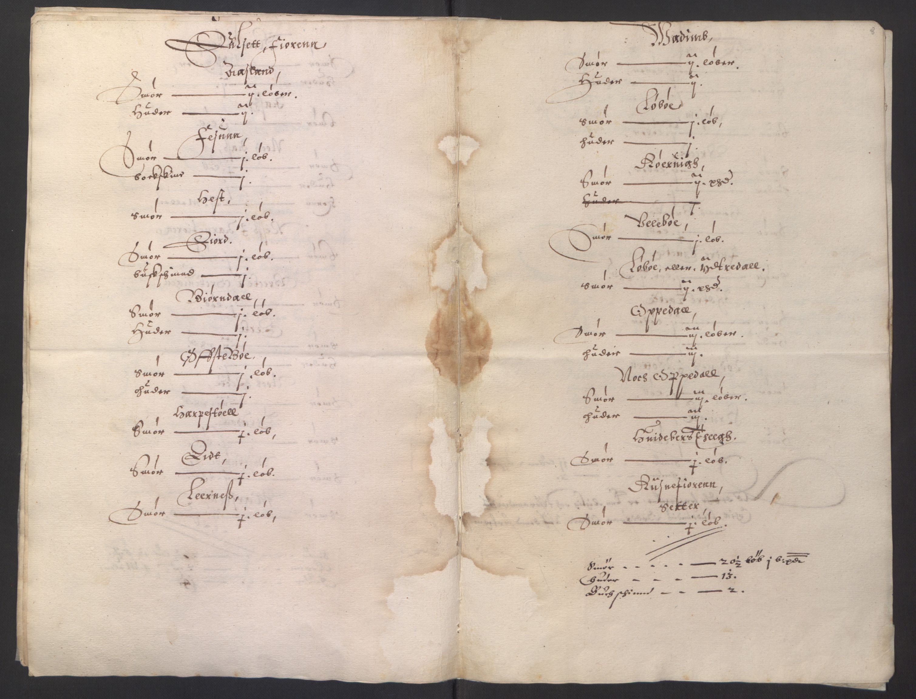 Stattholderembetet 1572-1771, AV/RA-EA-2870/Ek/L0007/0001: Jordebøker til utlikning av rosstjeneste 1624-1626: / Adelsjordebøker, 1624-1625, p. 311