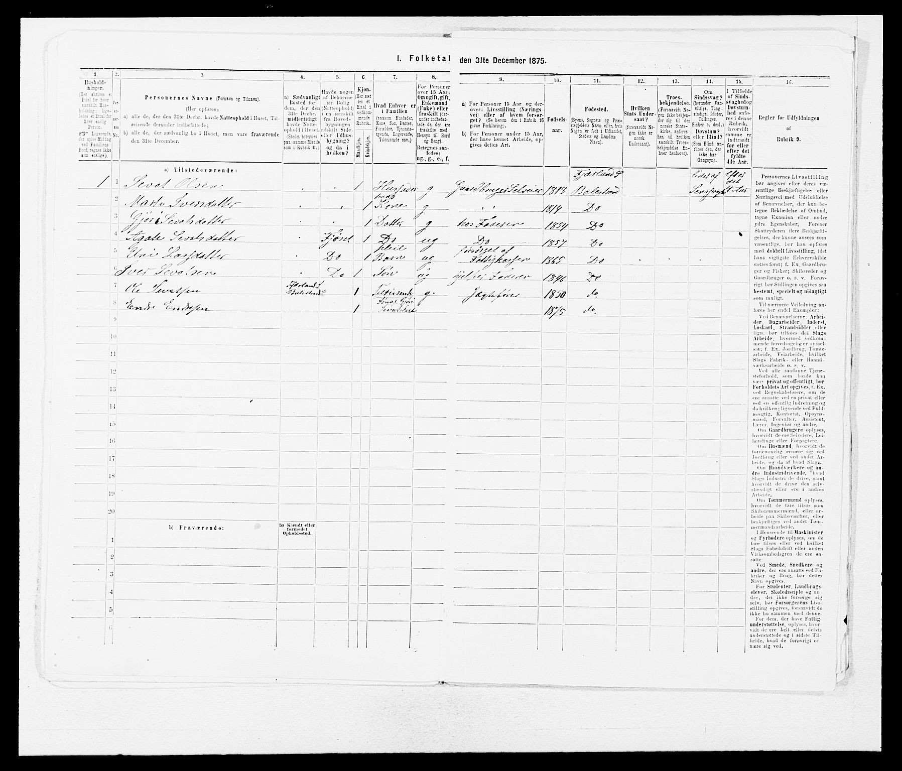 SAB, 1875 census for 1418P Balestrand, 1875, p. 465