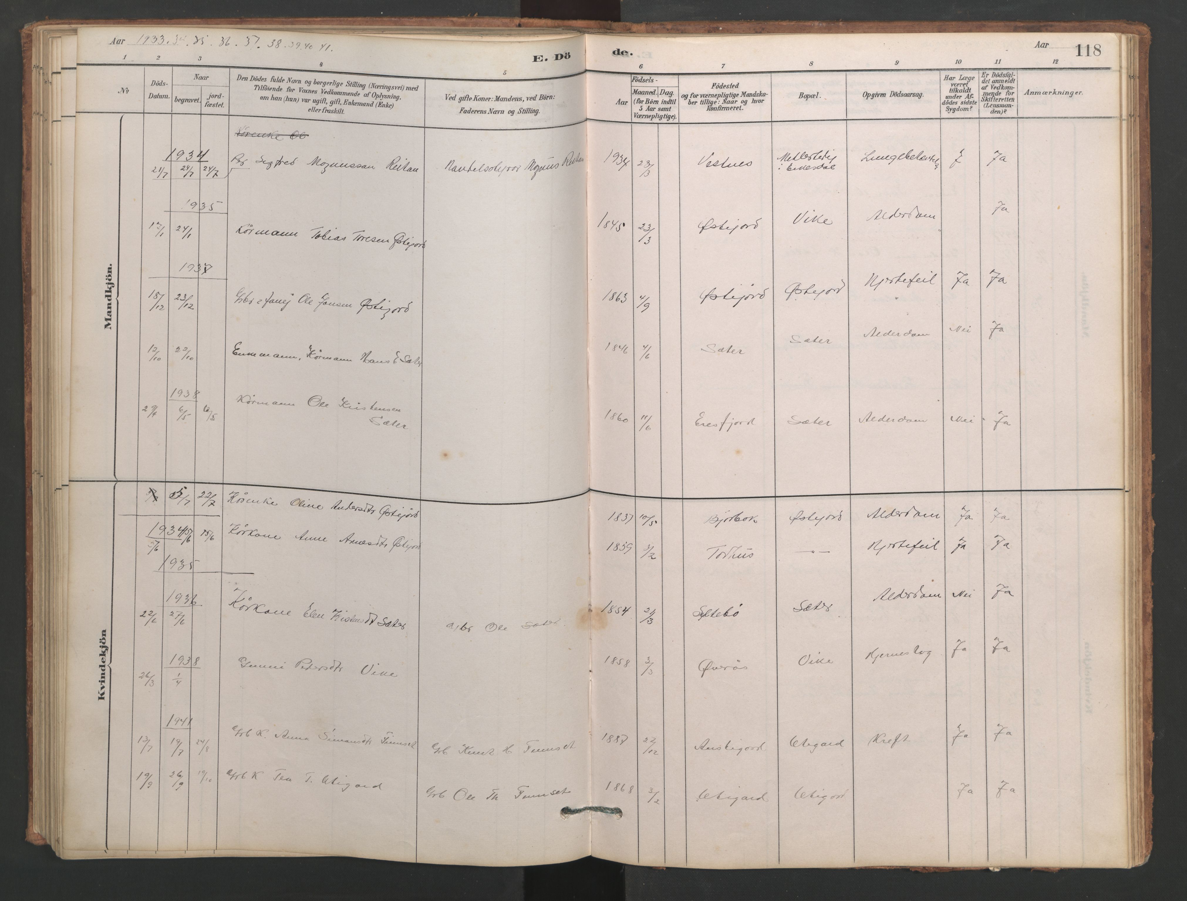 Ministerialprotokoller, klokkerbøker og fødselsregistre - Møre og Romsdal, AV/SAT-A-1454/553/L0642: Parish register (copy) no. 553C01, 1880-1968, p. 118