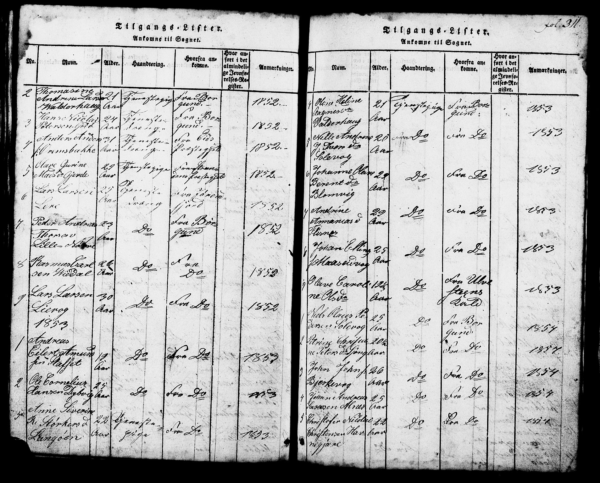 Ministerialprotokoller, klokkerbøker og fødselsregistre - Møre og Romsdal, AV/SAT-A-1454/537/L0520: Parish register (copy) no. 537C01, 1819-1868, p. 311