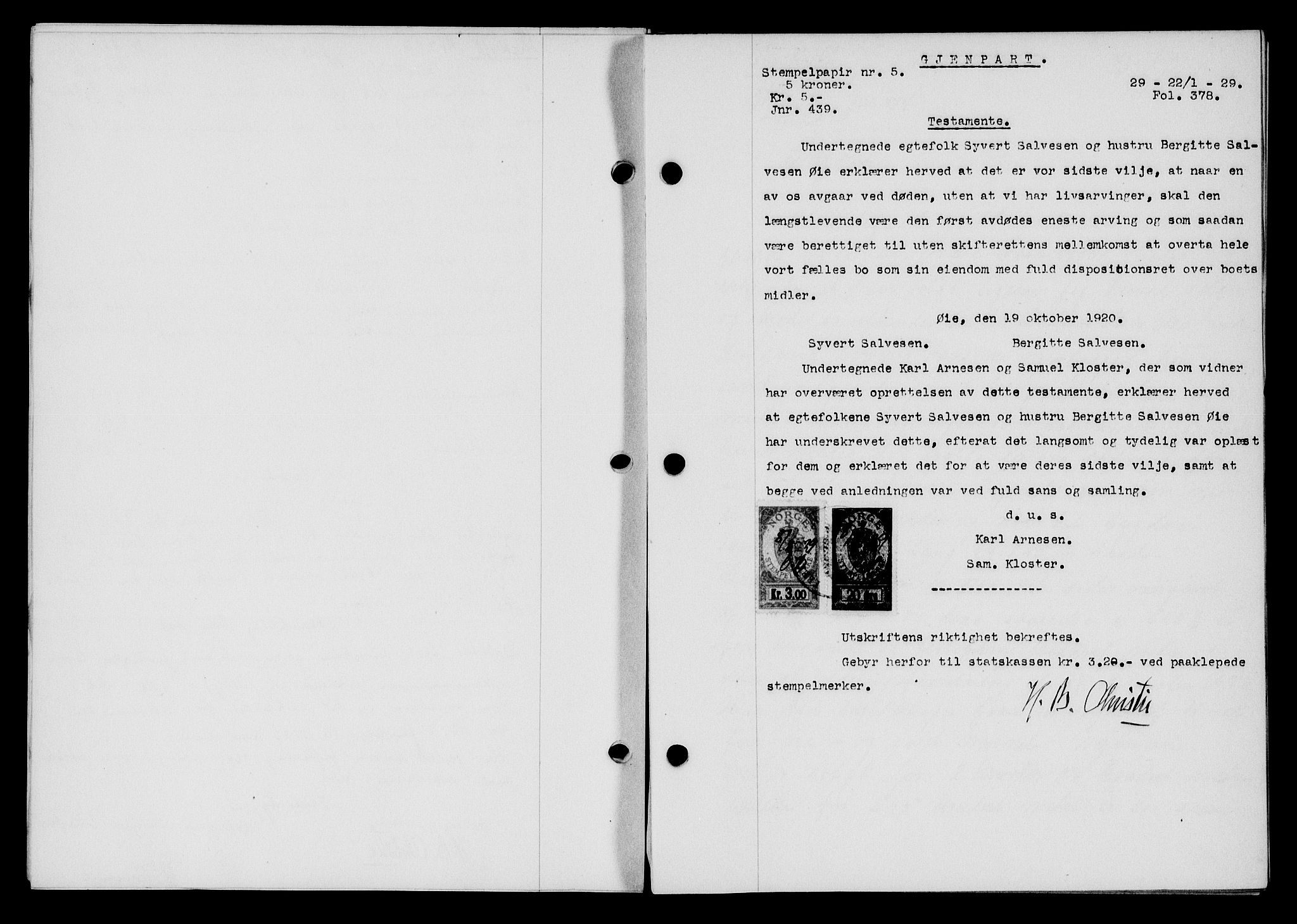 Flekkefjord sorenskriveri, SAK/1221-0001/G/Gb/Gba/L0044: Mortgage book no. 42, 1928-1929, Deed date: 22.01.1929