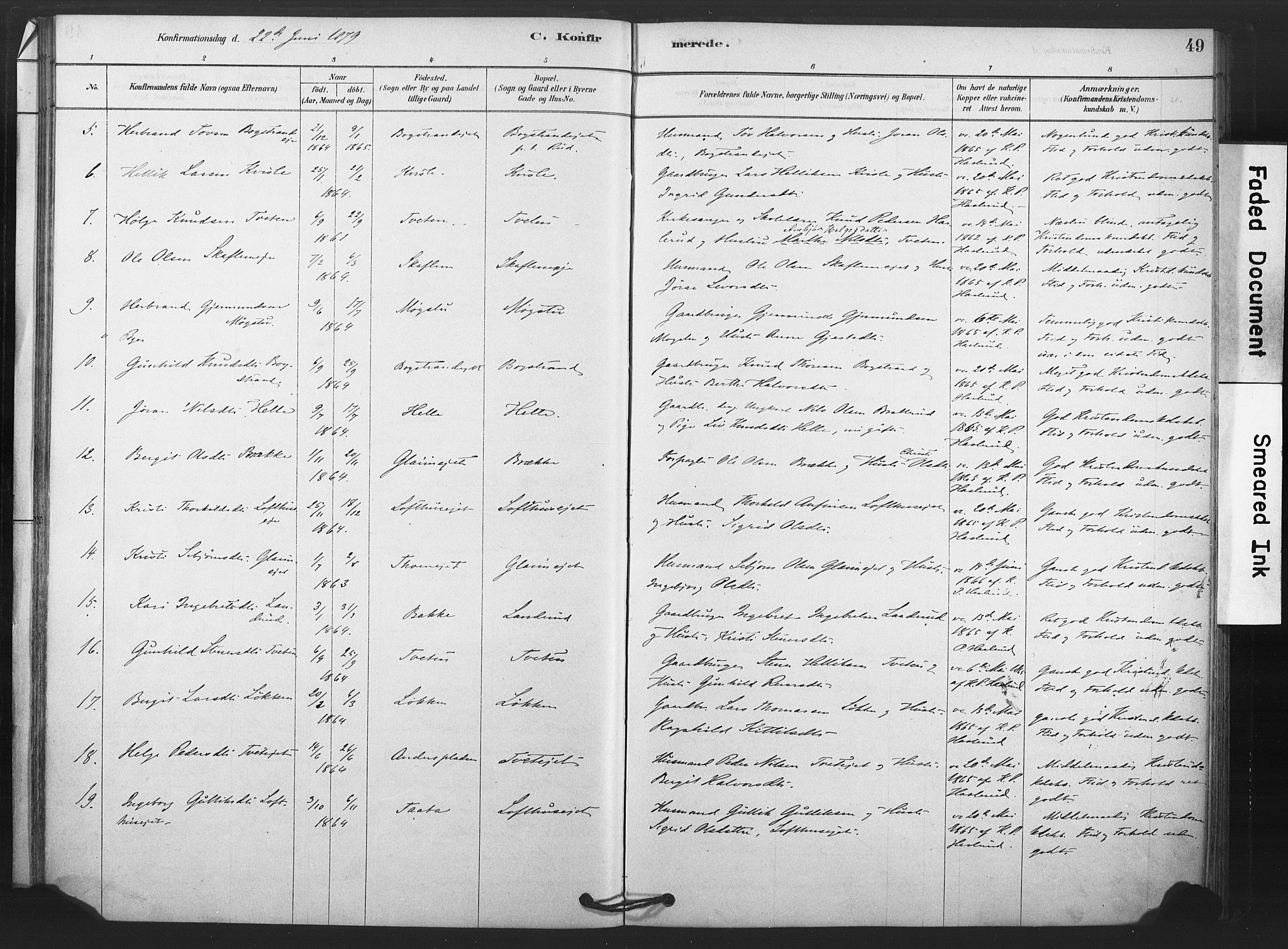 Rollag kirkebøker, AV/SAKO-A-240/F/Fb/L0001: Parish register (official) no. II 1, 1878-1899, p. 49