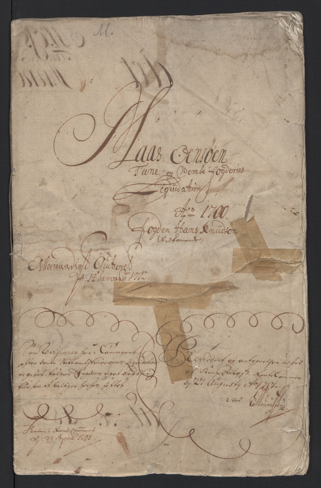 Rentekammeret inntil 1814, Reviderte regnskaper, Fogderegnskap, AV/RA-EA-4092/R04/L0129: Fogderegnskap Moss, Onsøy, Tune, Veme og Åbygge, 1700, p. 3