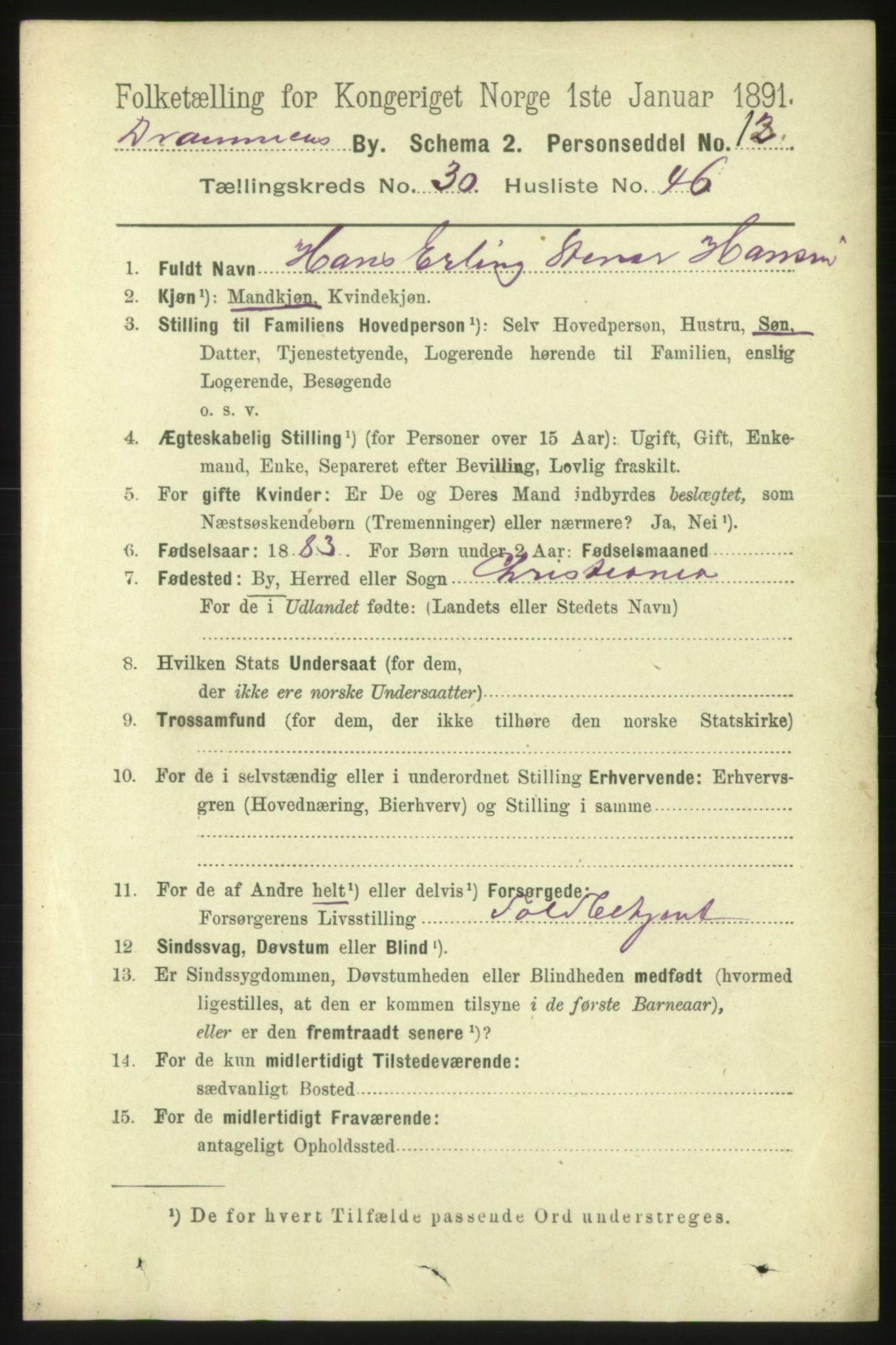 RA, 1891 census for 0602 Drammen, 1891, p. 18706