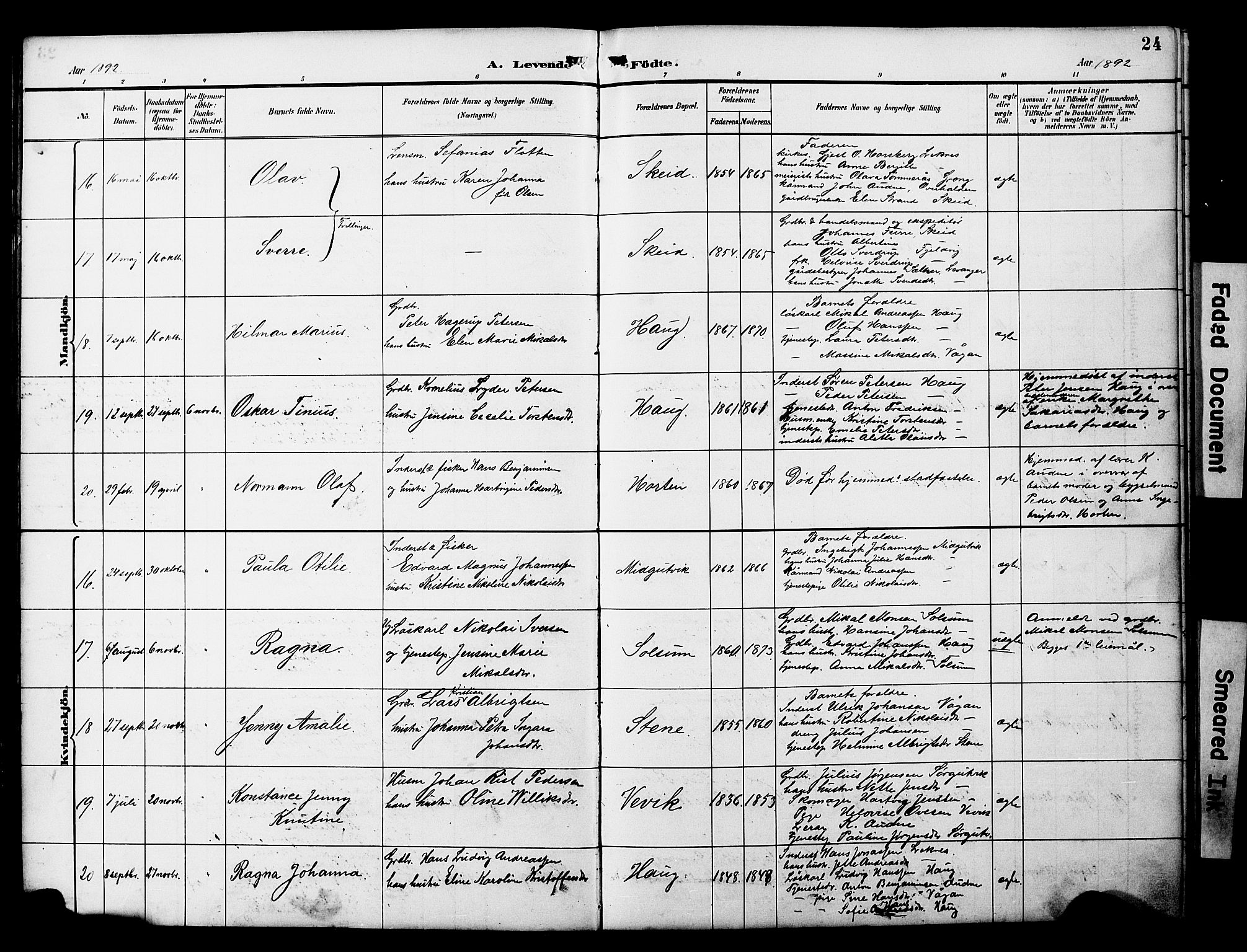 Ministerialprotokoller, klokkerbøker og fødselsregistre - Nord-Trøndelag, SAT/A-1458/788/L0701: Parish register (copy) no. 788C01, 1888-1913, p. 24