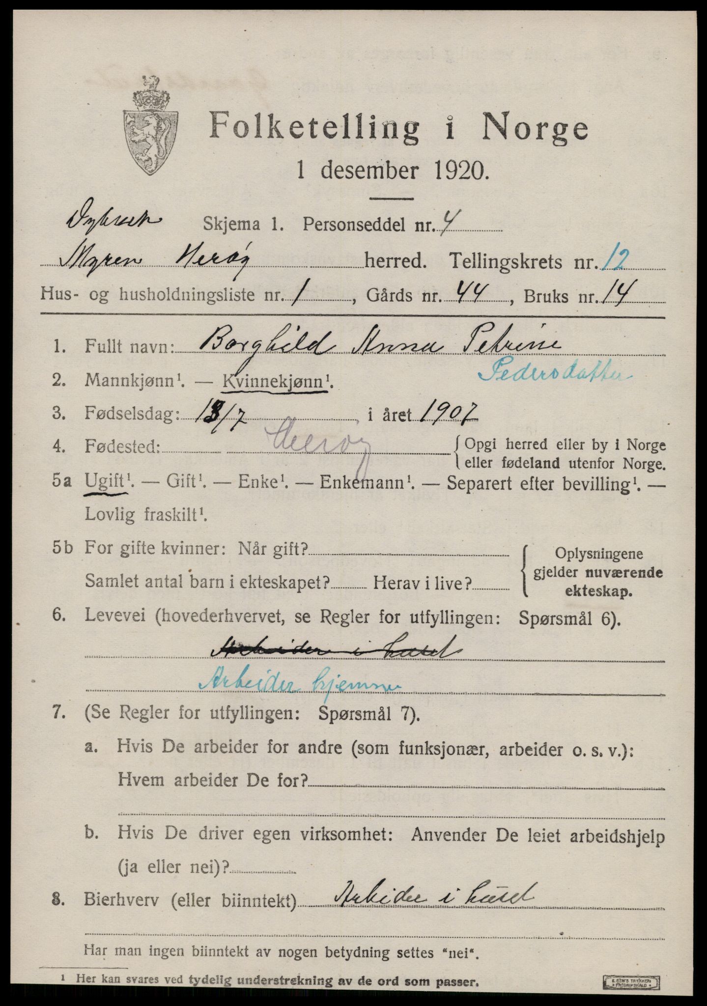 SAT, 1920 census for Herøy (MR), 1920, p. 7265