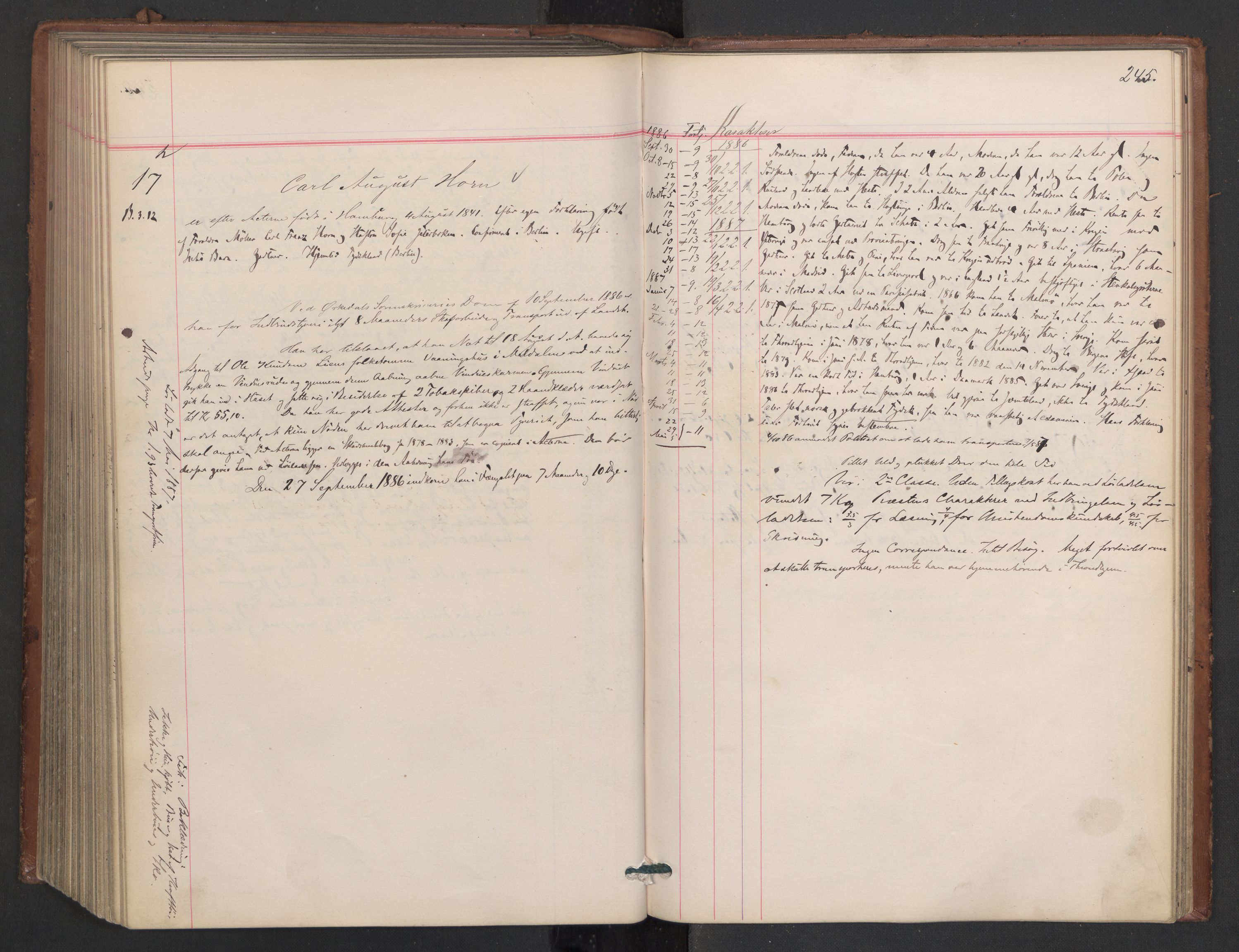 Botsfengslet, AV/RA-S-1539/D/Db/Dbb/L0023: 774g - 57h, 1885-1886, p. 245