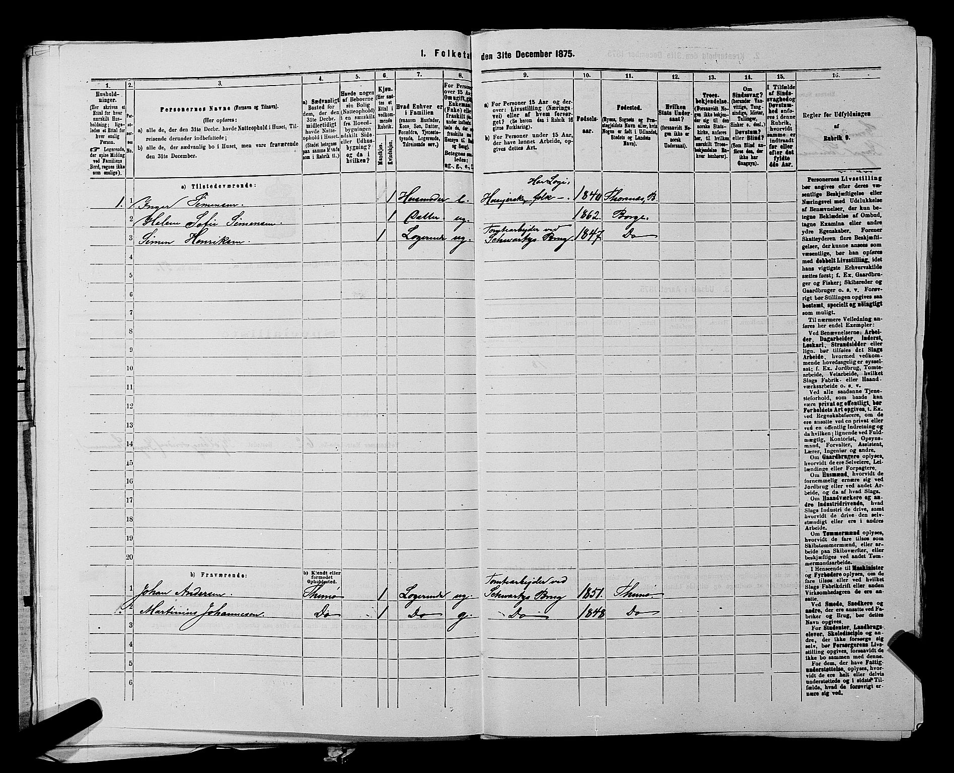 RA, 1875 census for 0113P Borge, 1875, p. 223