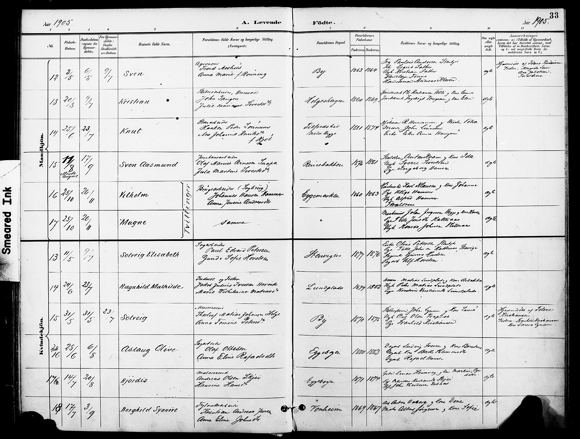 Ministerialprotokoller, klokkerbøker og fødselsregistre - Nord-Trøndelag, SAT/A-1458/740/L0379: Parish register (official) no. 740A02, 1895-1907, p. 33