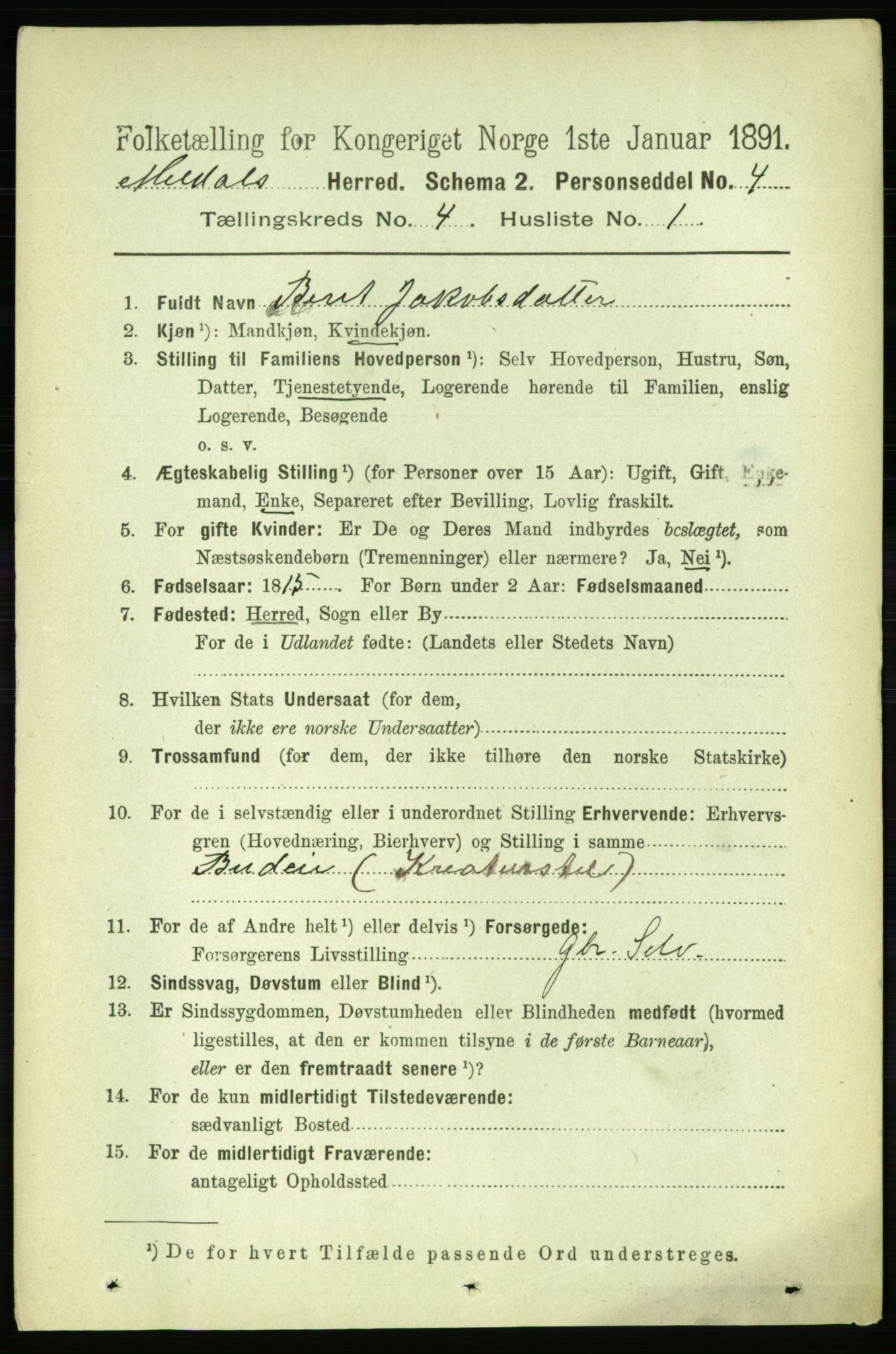 RA, 1891 census for 1636 Meldal, 1891, p. 2083