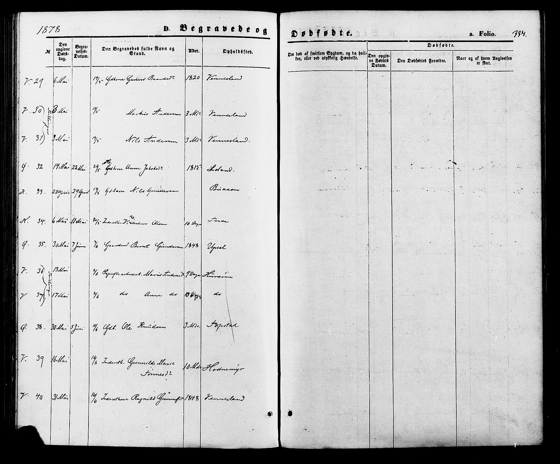 Vennesla sokneprestkontor, AV/SAK-1111-0045/Fa/Fac/L0008: Parish register (official) no. A 8, 1874-1883, p. 333