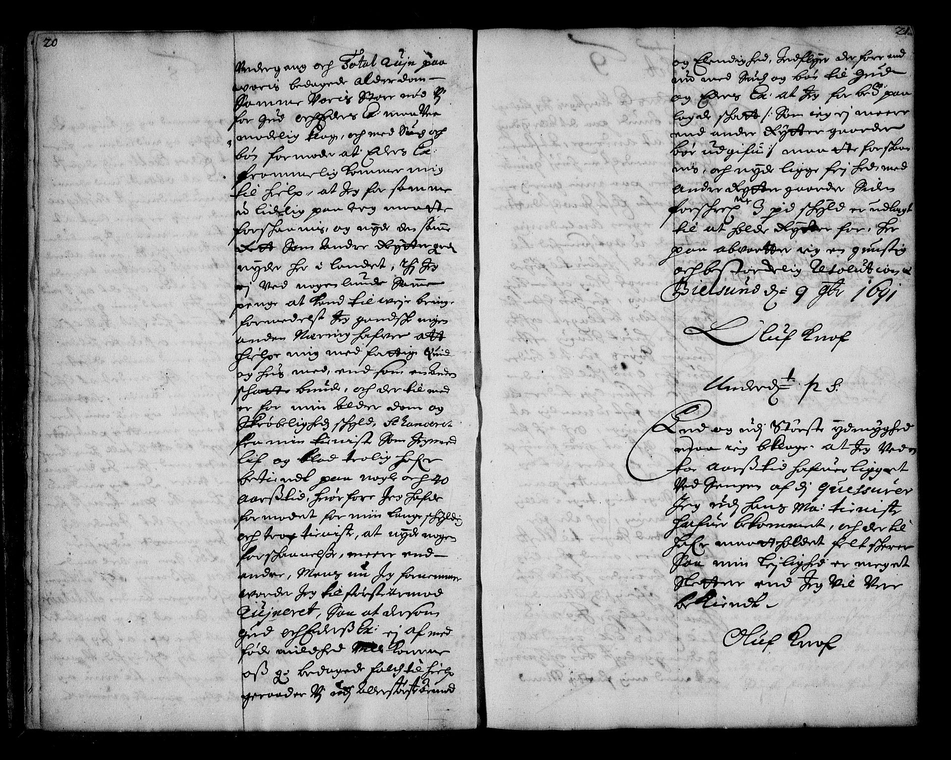 Stattholderembetet 1572-1771, AV/RA-EA-2870/Ae/L0009: Supplikasjons- og resolusjonsprotokoll, 1691-1692, p. 20-21