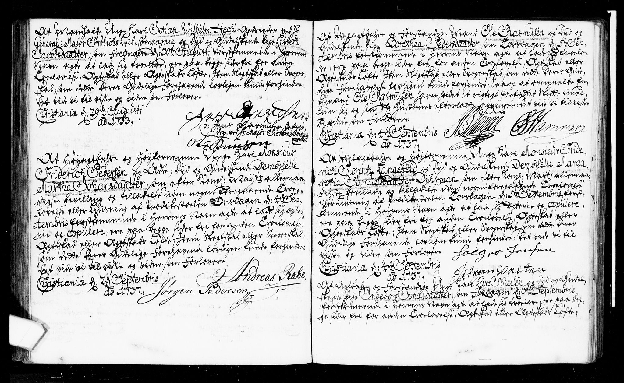 Oslo domkirke Kirkebøker, AV/SAO-A-10752/L/La/L0006: Best man's statements no. 6, 1731-1743