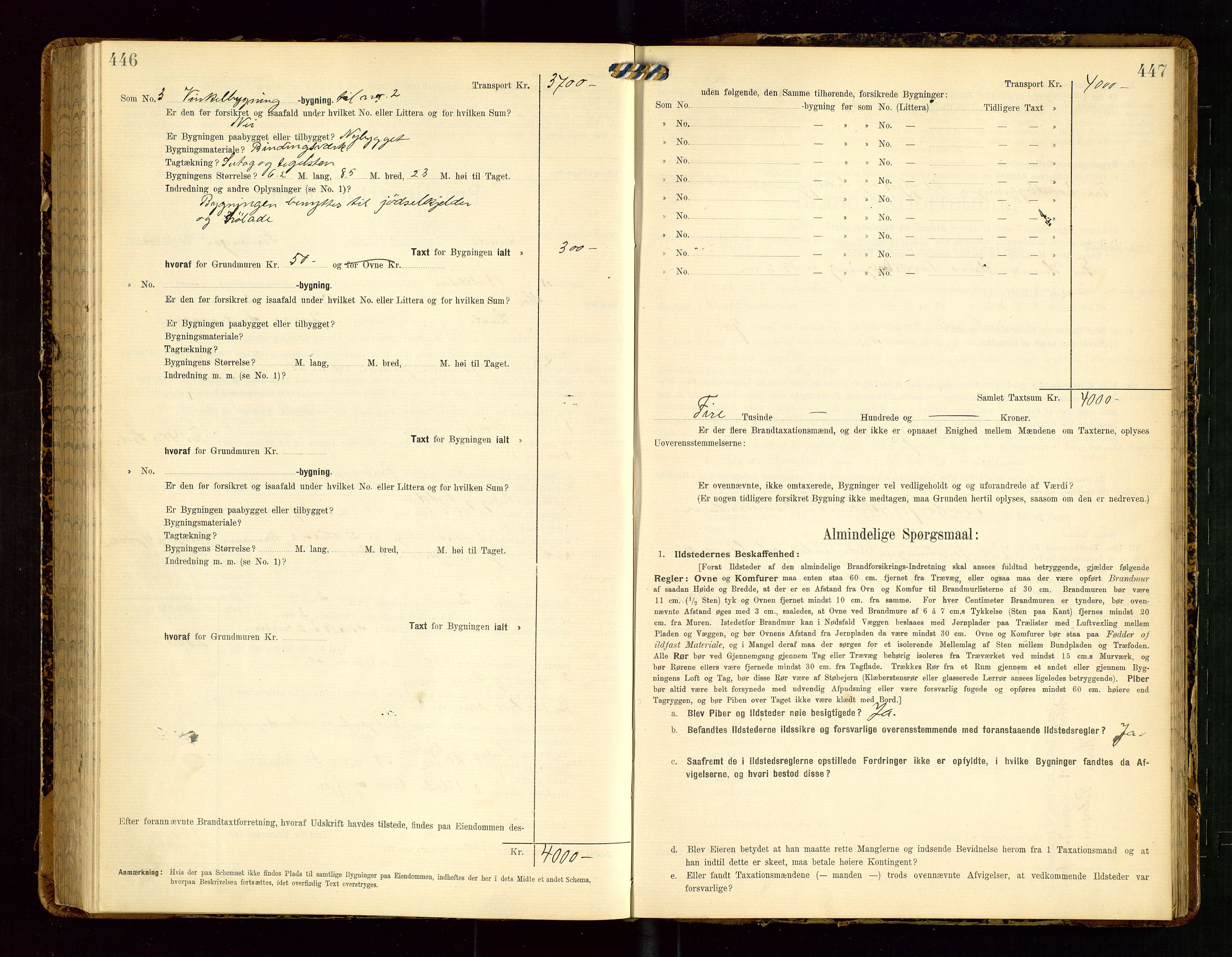 Lund lensmannskontor, SAST/A-100303/Gob/L0002: "Brandtakstprotokol", 1908-1918, p. 446-447