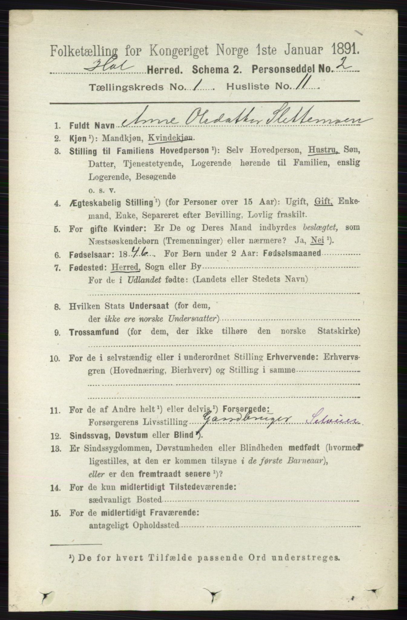 RA, 1891 census for 0620 Hol, 1891, p. 116