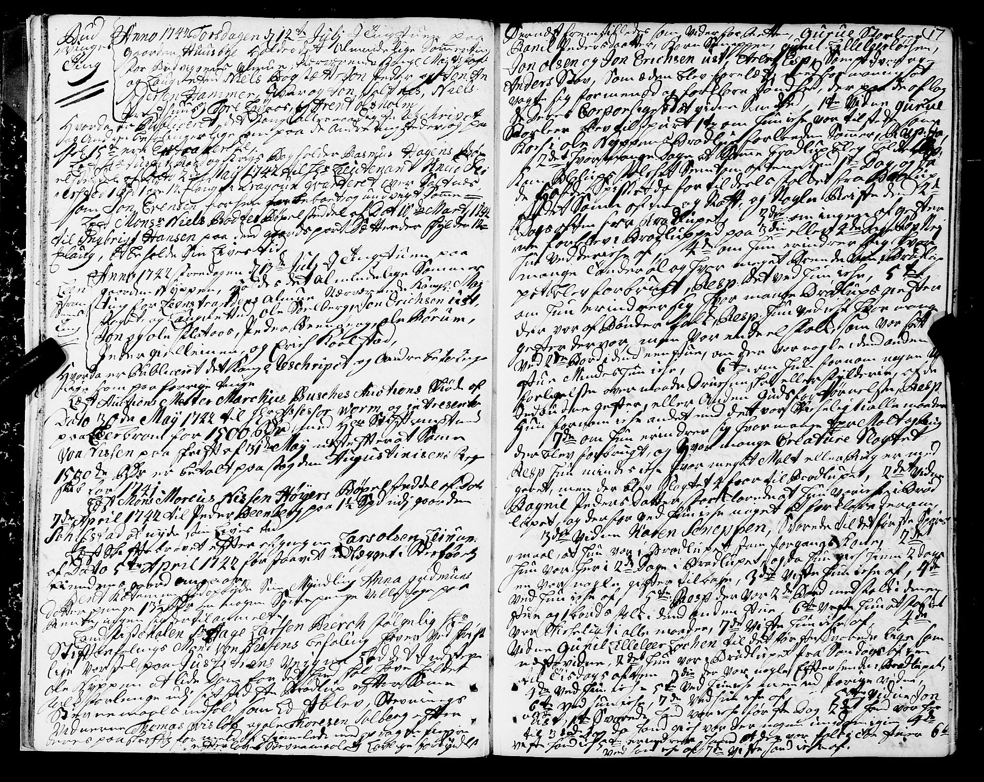 Strinda og Selbu sorenskriveri, AV/SAT-A-0015/1/1A/L0010: Tingbok 9, 1742-1747, p. 16b-17a