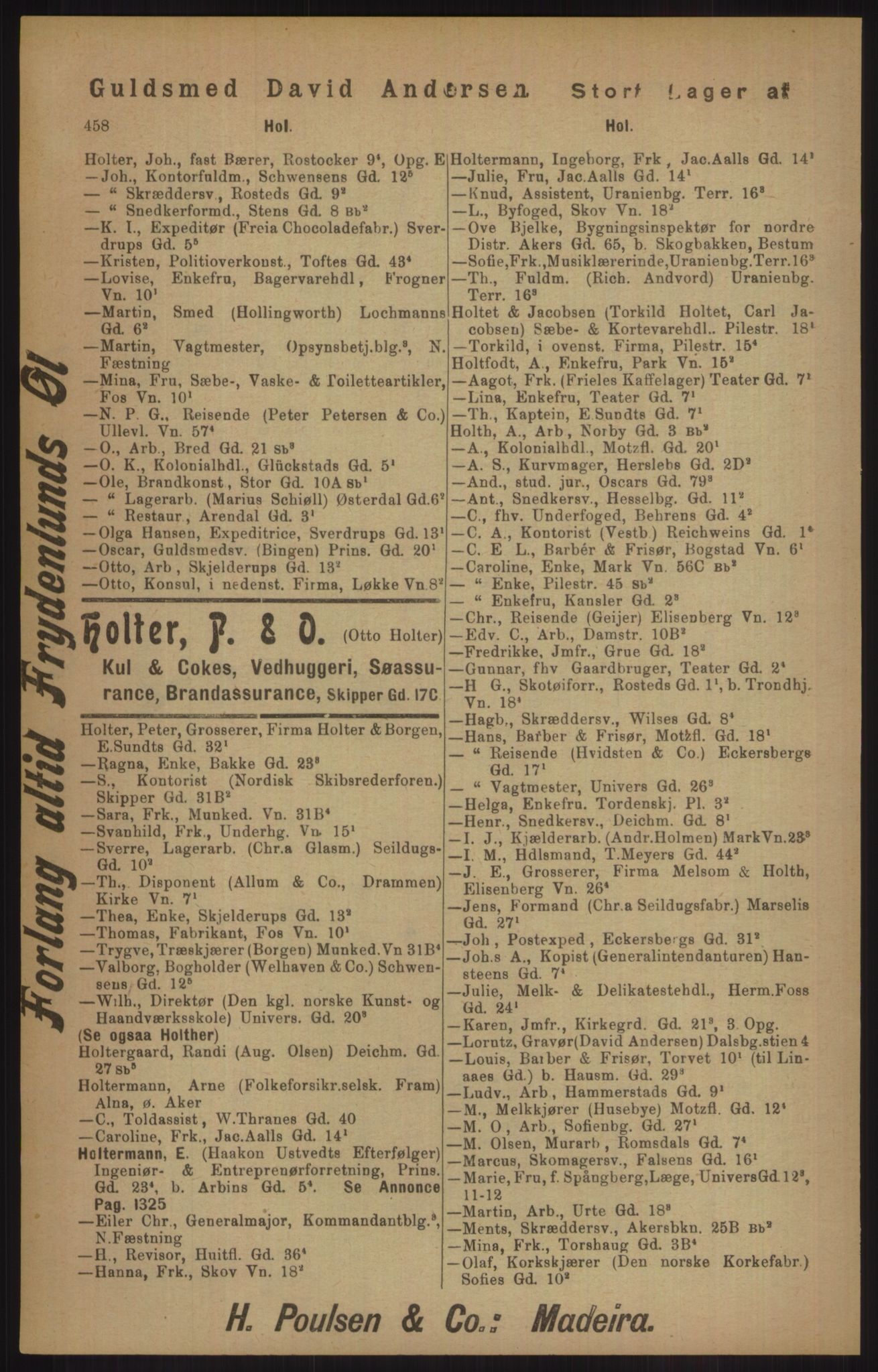 Kristiania/Oslo adressebok, PUBL/-, 1905, p. 458