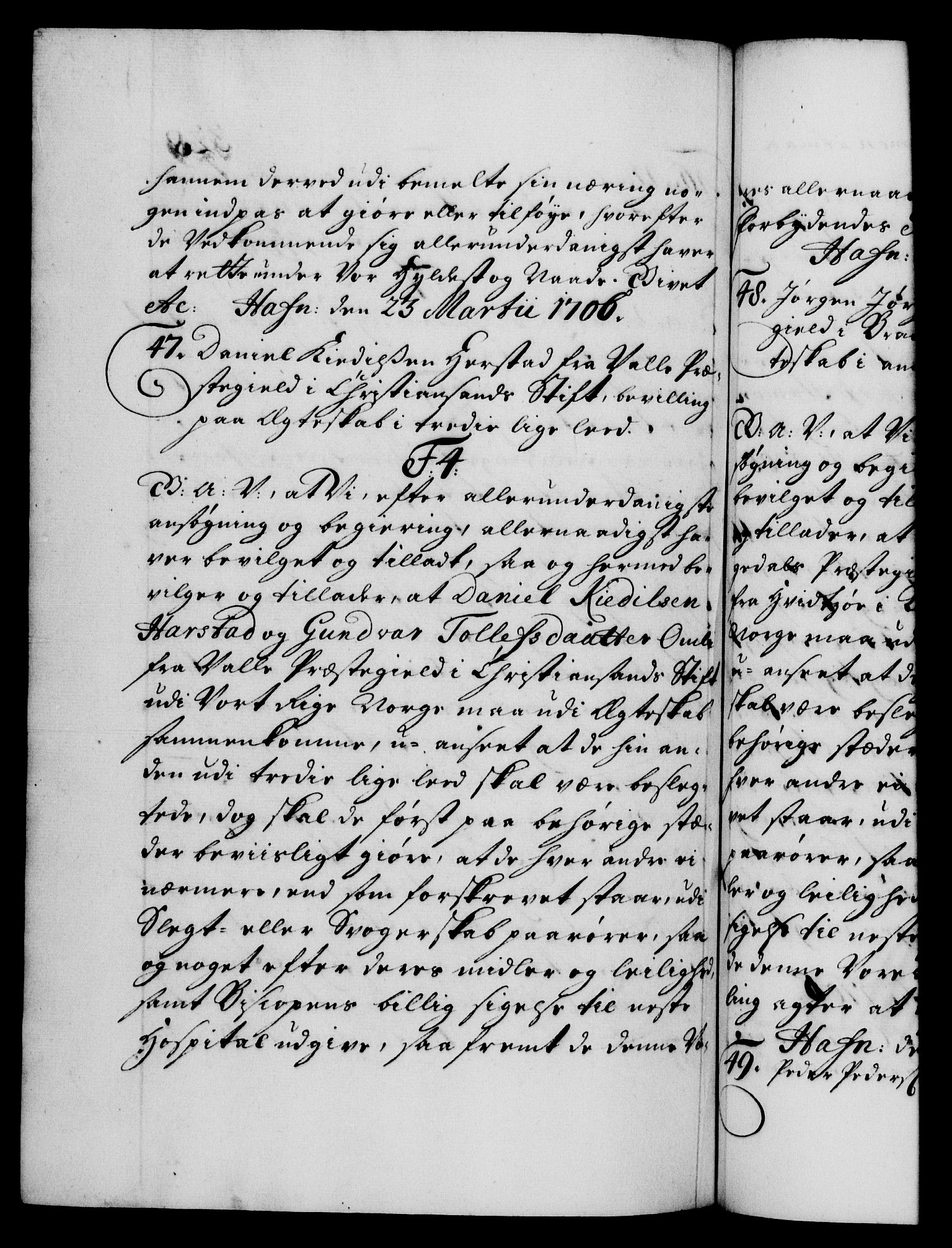 Danske Kanselli 1572-1799, AV/RA-EA-3023/F/Fc/Fca/Fcaa/L0019: Norske registre, 1704-1707, p. 328b