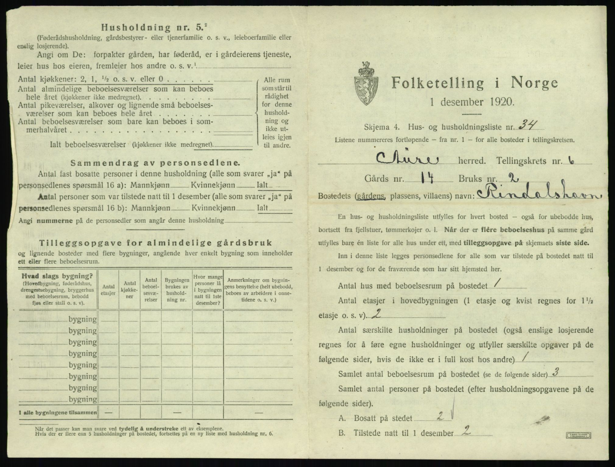 SAT, 1920 census for Aure, 1920, p. 388