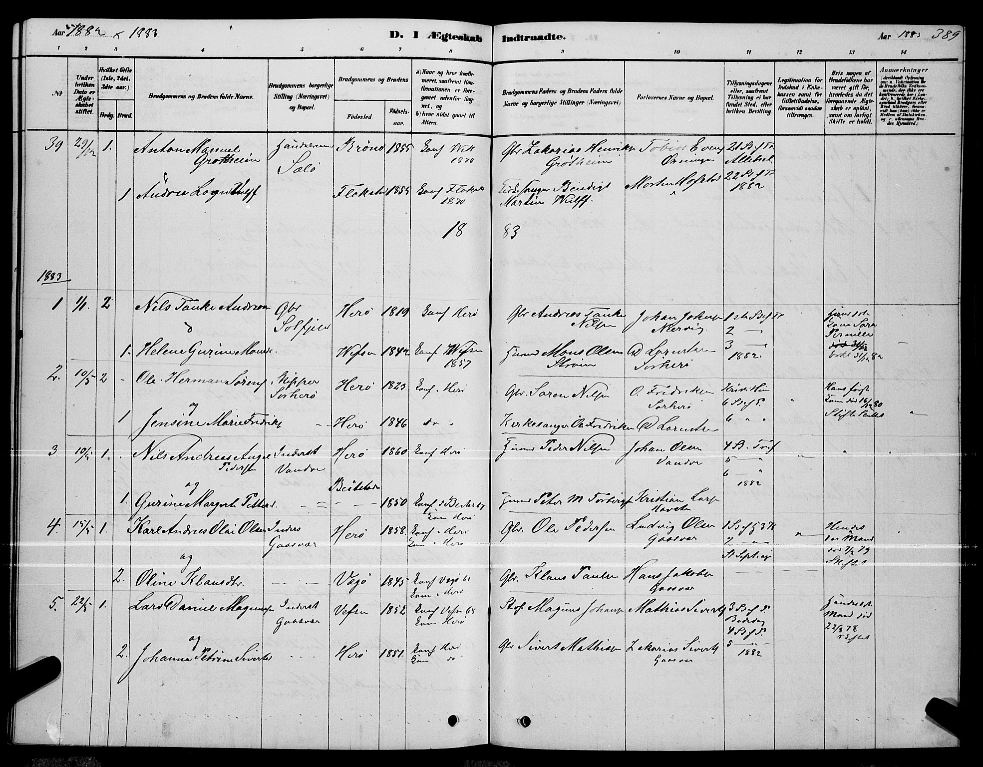 Ministerialprotokoller, klokkerbøker og fødselsregistre - Nordland, AV/SAT-A-1459/834/L0513: Parish register (copy) no. 834C04, 1877-1892, p. 389