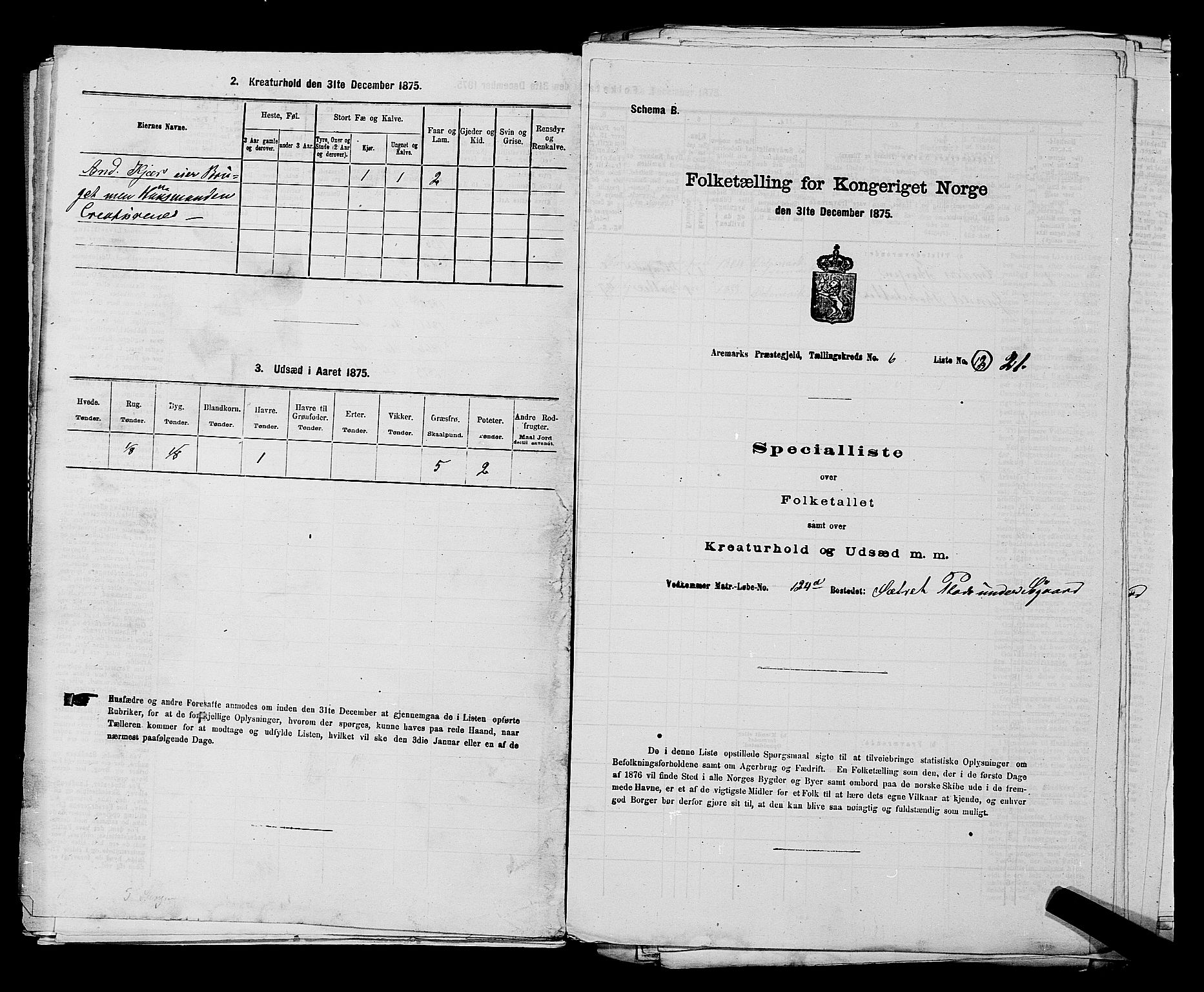 RA, 1875 census for 0118P Aremark, 1875, p. 858