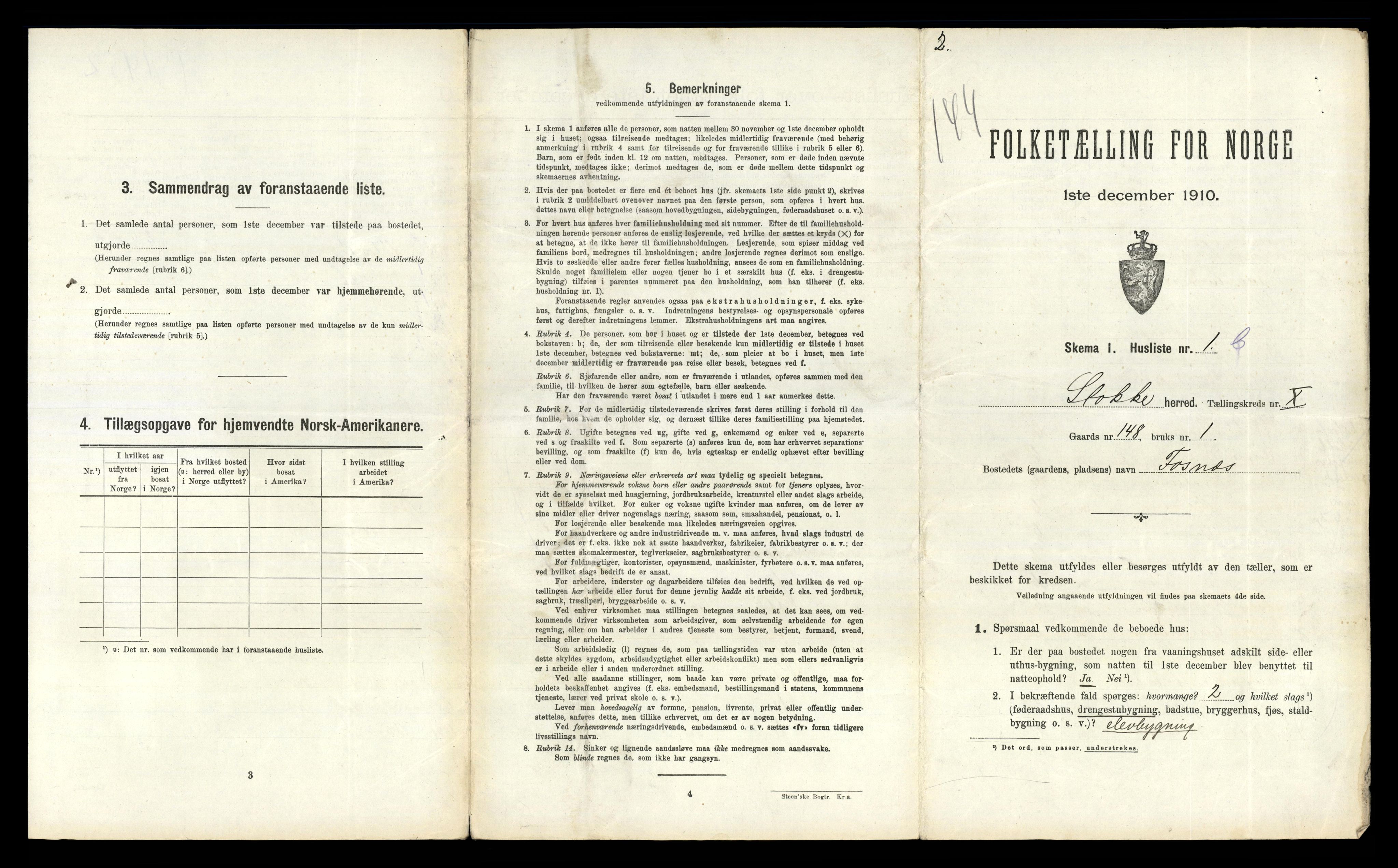 RA, 1910 census for Stokke, 1910, p. 1690