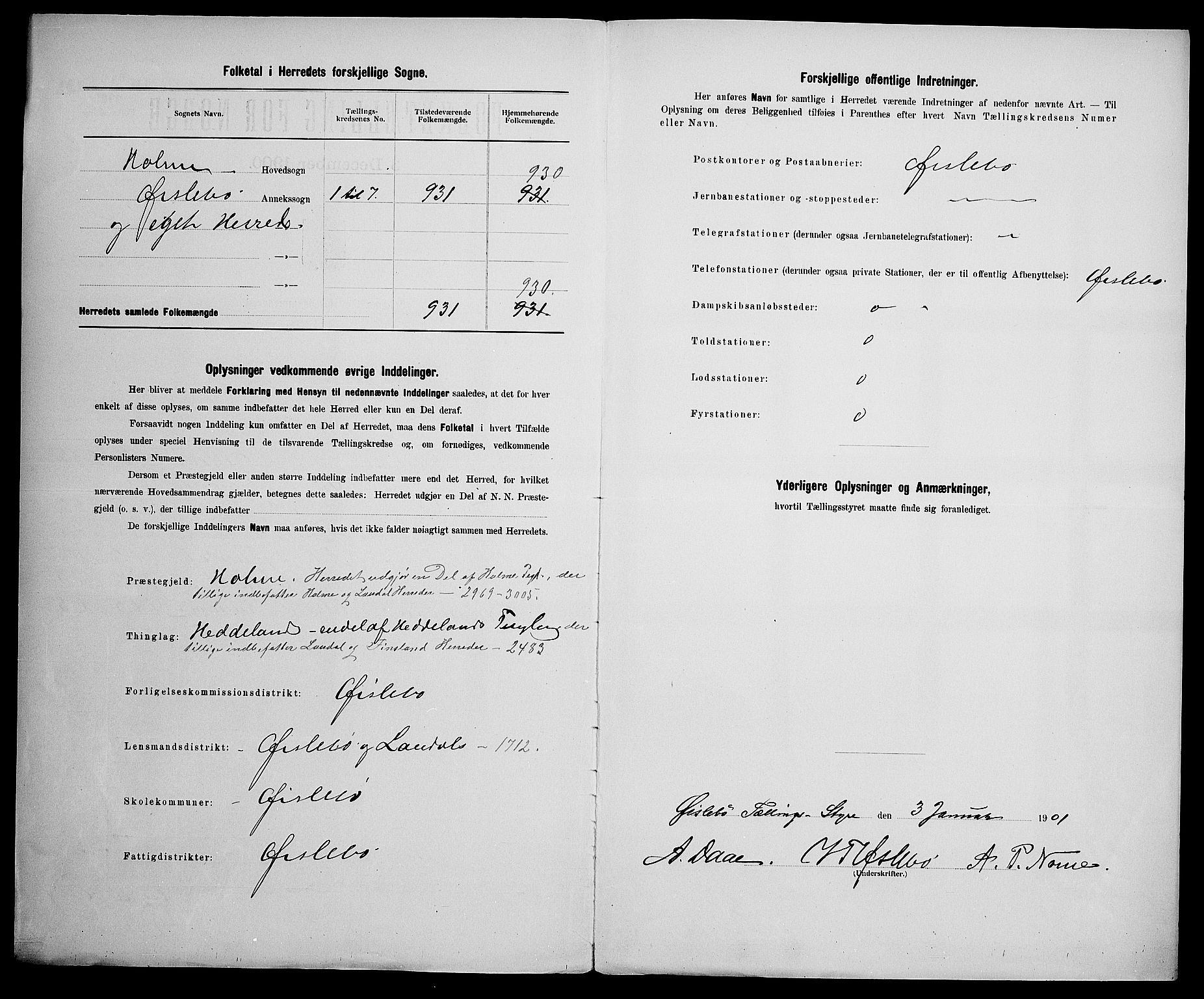 SAK, 1900 census for Øyslebø, 1900, p. 3