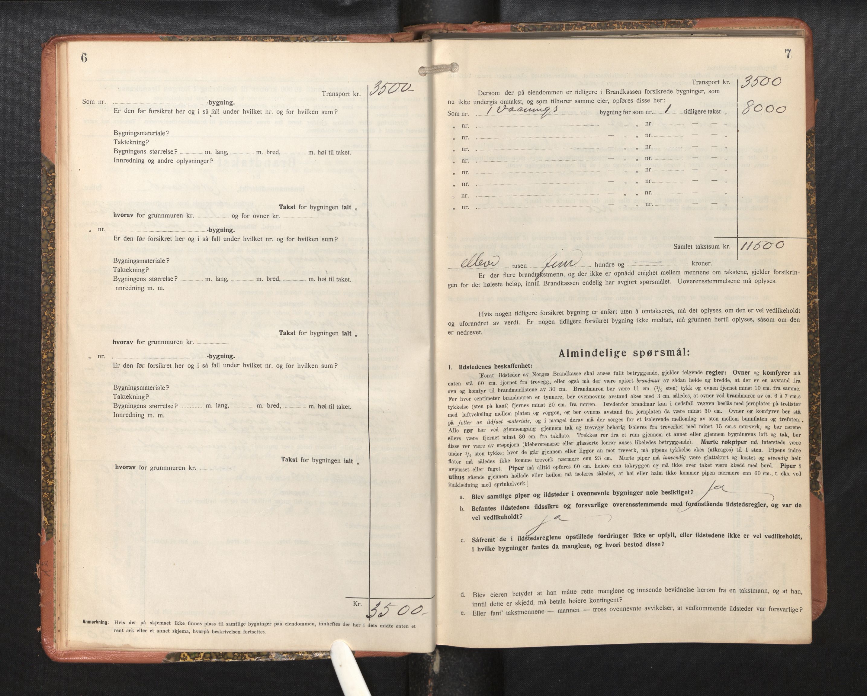 Lensmannen i Fana, SAB/A-31801/0012/L0023: Branntakstprotokoll skjematakst, 1931-1935, p. 6-7