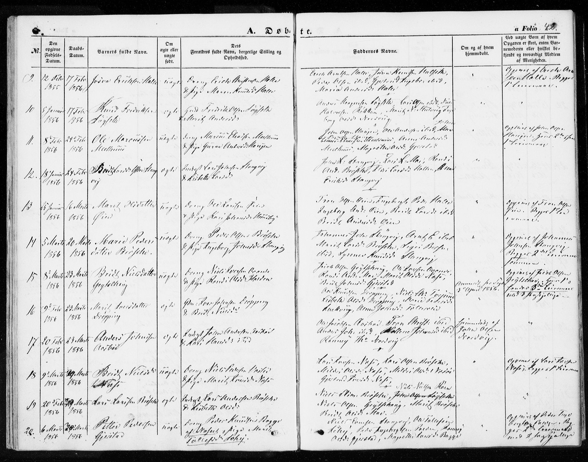Ministerialprotokoller, klokkerbøker og fødselsregistre - Møre og Romsdal, SAT/A-1454/592/L1026: Parish register (official) no. 592A04, 1849-1867, p. 42