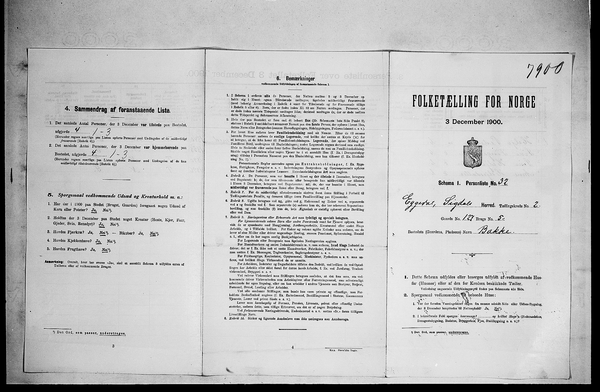 RA, 1900 census for Sigdal, 1900, p. 1933